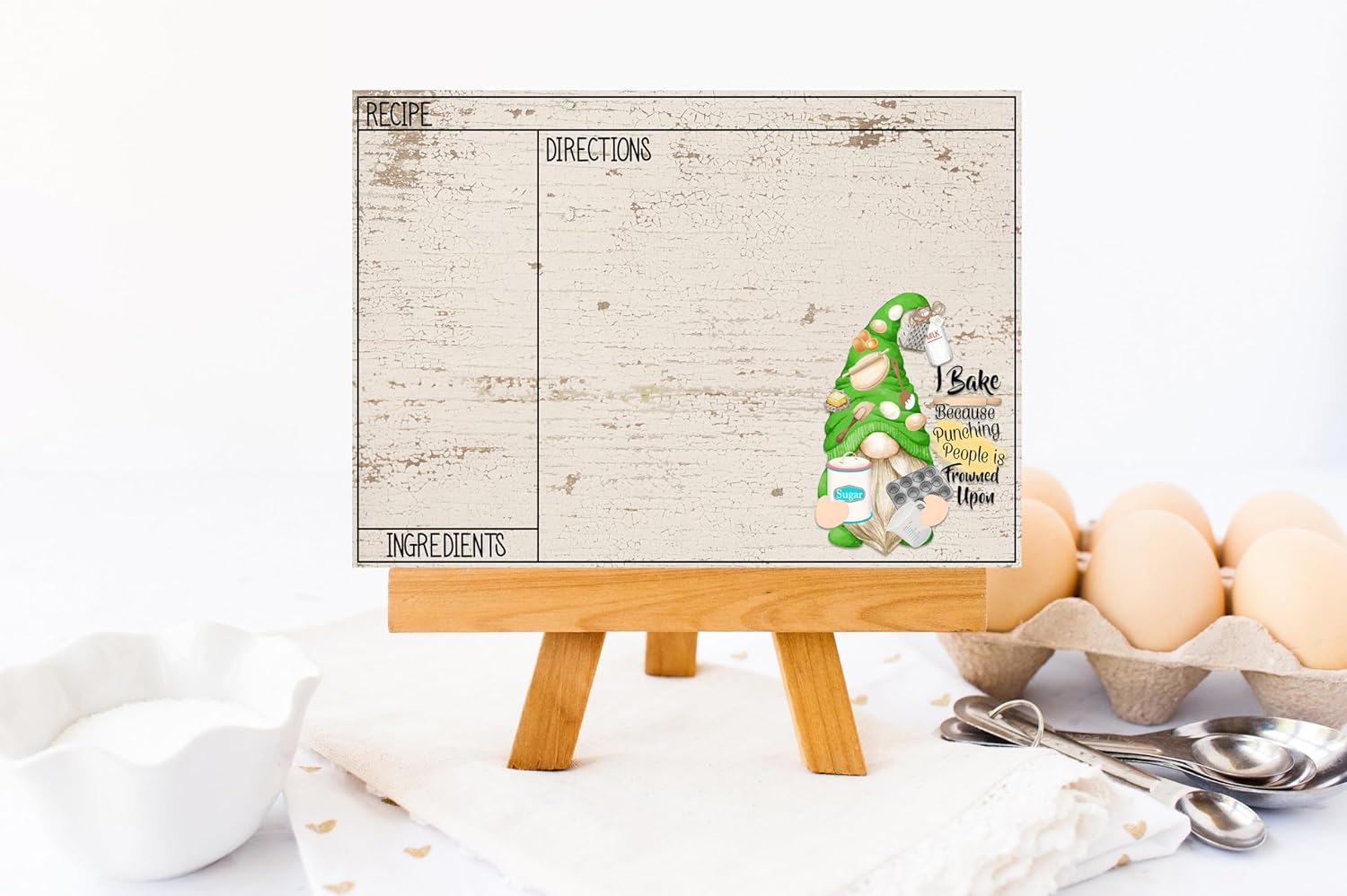 Gnome Recipe Cards 4x6 Funny Rustic Everyday Kitchen Use or Perfect Gift