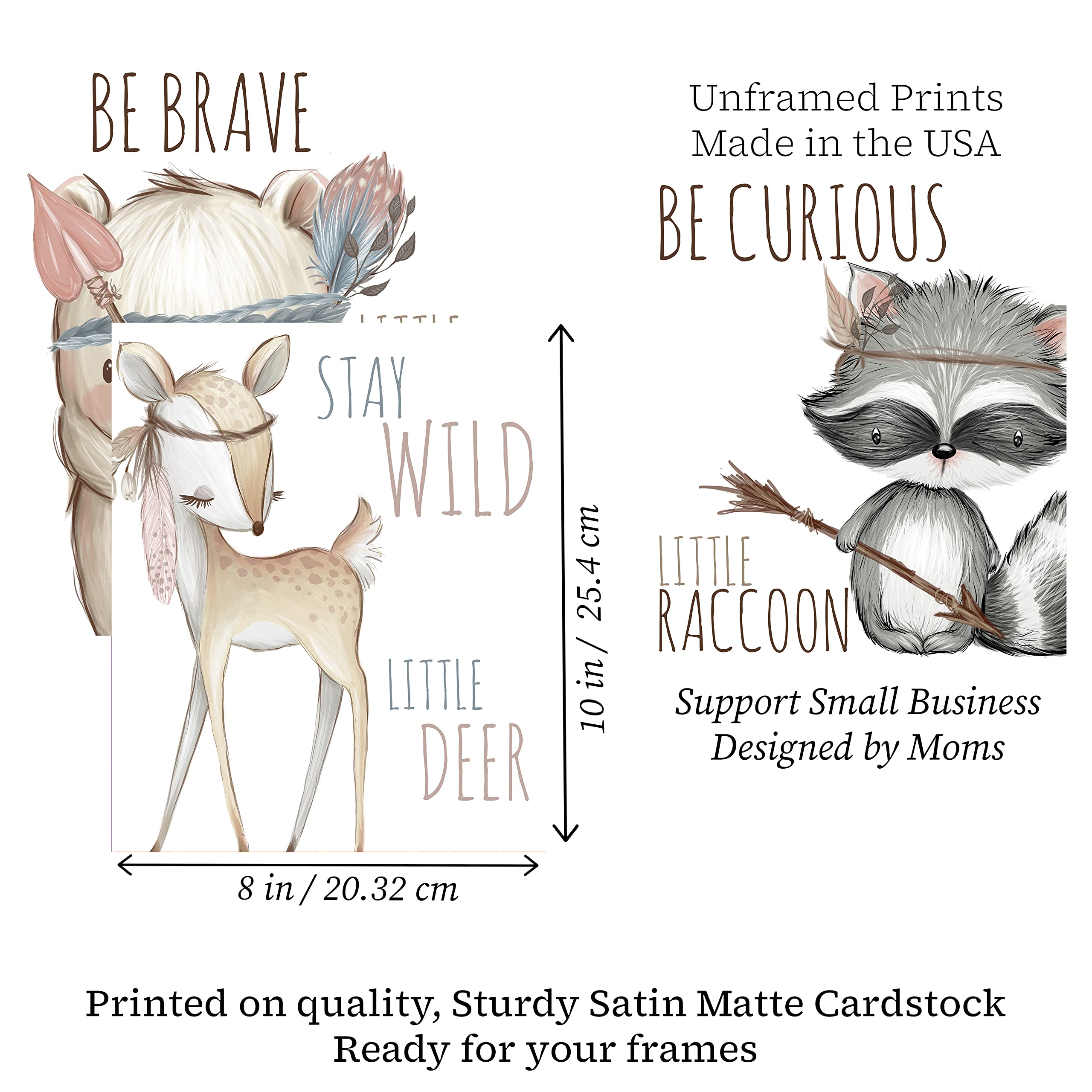 Stay Wild Little Deer Woodland Animal Wall Art Prints - Set of 6, 8x10