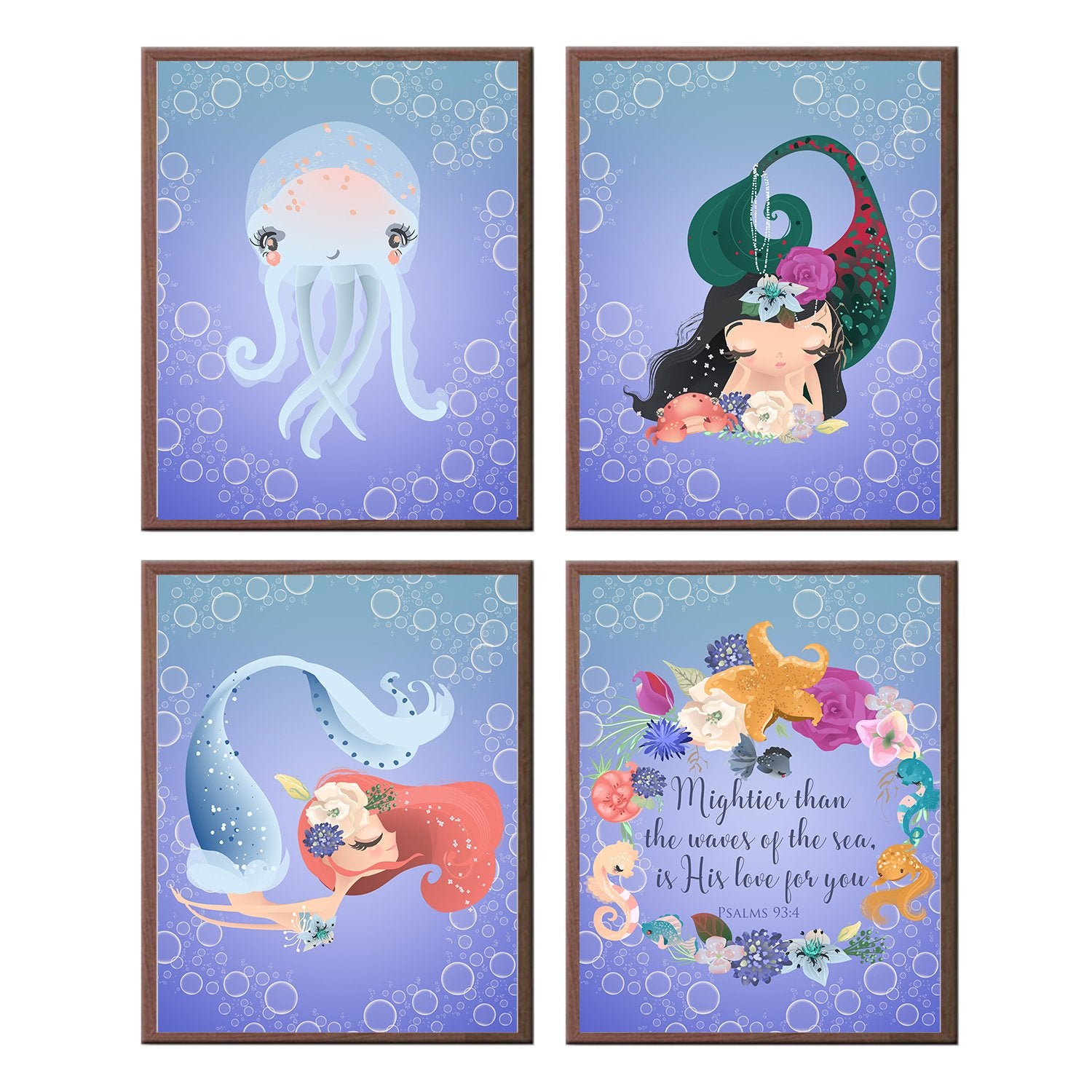 Bedroom Nursery Mermaid Sea Ocean Themed Wall Art Decor Decoration