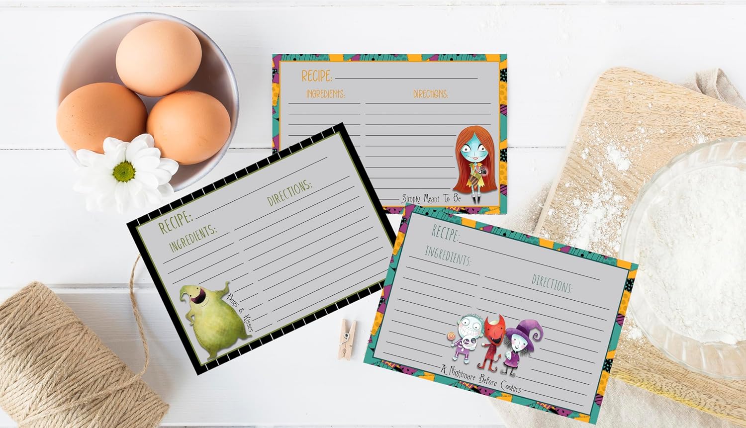 Nightmare Before Cookies 4x6 Recipe Cards Thick Cardstock Easy to Write Gift Set