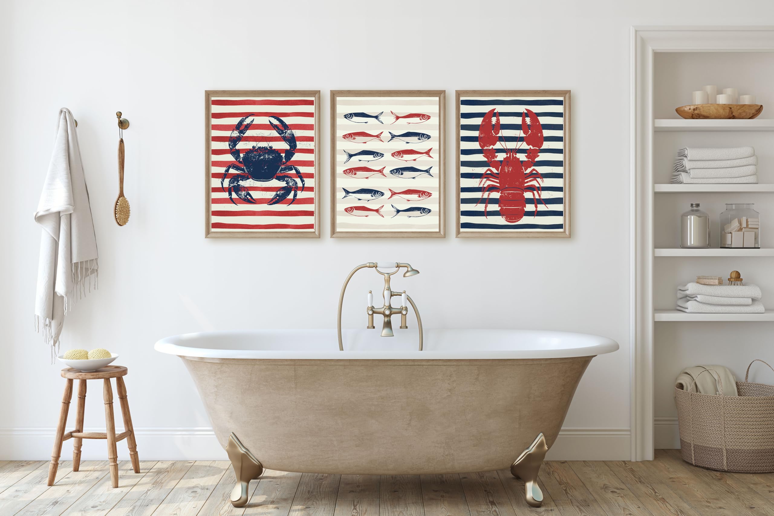 Fisherman Aesthetic Nautical Wall Art Prints - Set of 3, 8x10