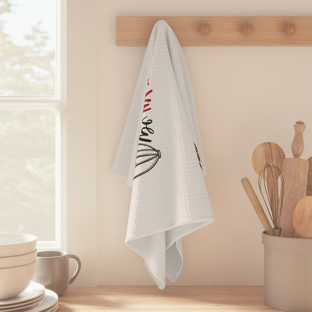 We Whisk You a Merry Christmas Tea Towel — Holiday Snowman Kitchen Towel