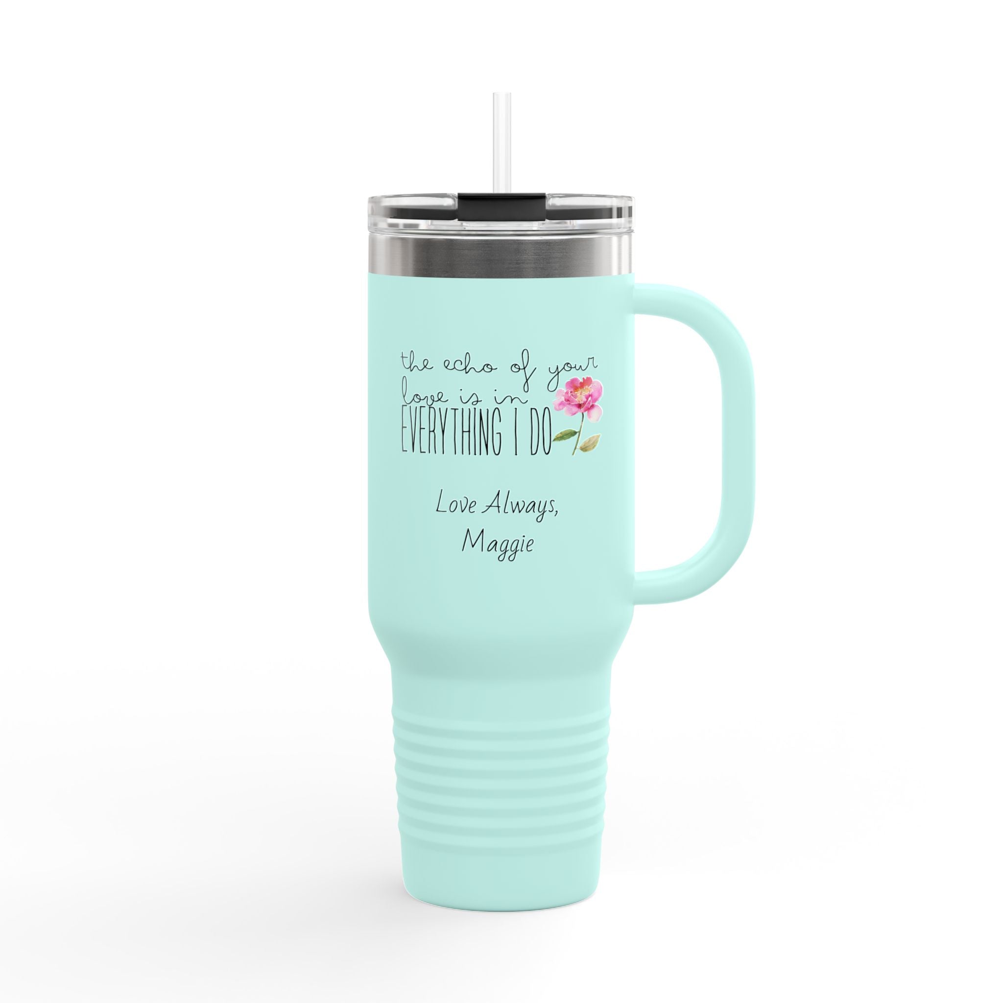 Personalized Mothers Day Tumbler Watercolor Floral 40oz Travel Mug Gift for Mom