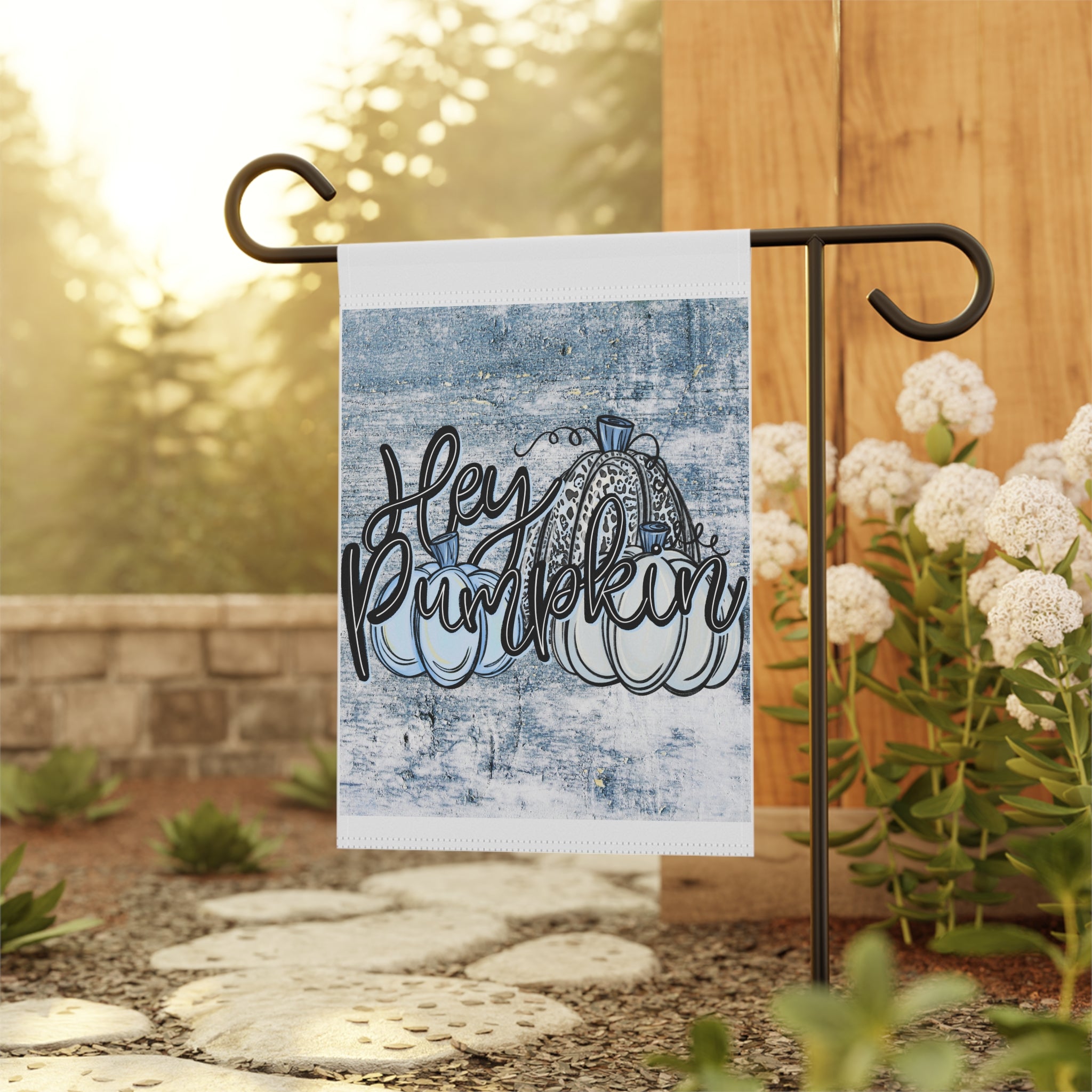 Denim Blue 'Hey Pumpkin' Garden Flag 12x18 – Halloween House Yard Decor