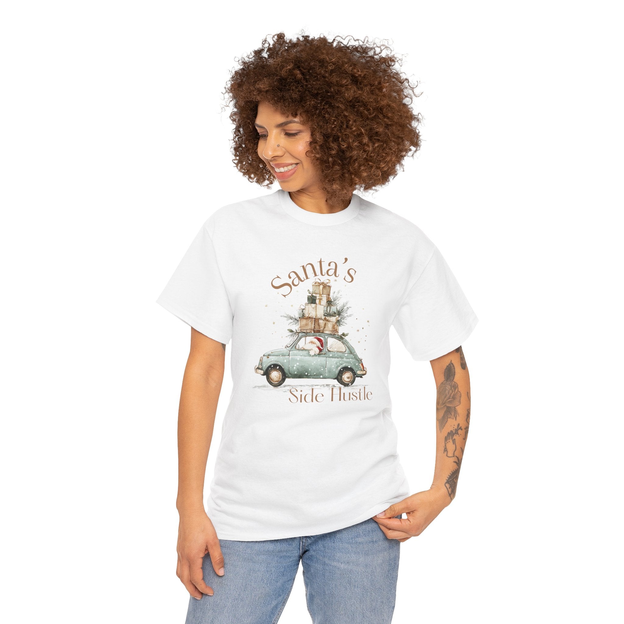 "Santa's Side Hustle" Vintage Car Holiday Tee Christmas T-Shirt