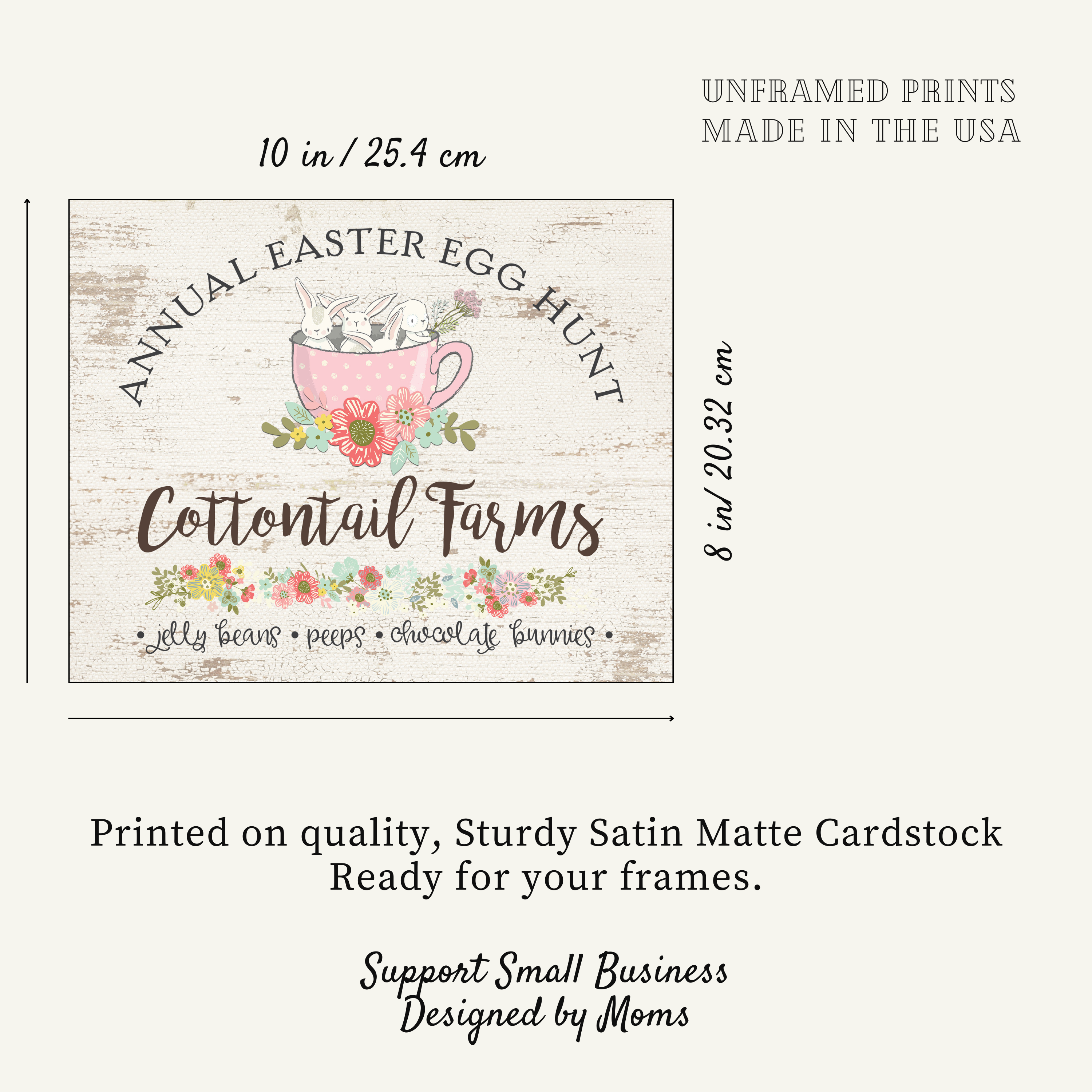 Cottontail Bunny Farms Easter Egg Hunt Wall Art Print Decor (Set of 4) 8x10 - Digital Download
