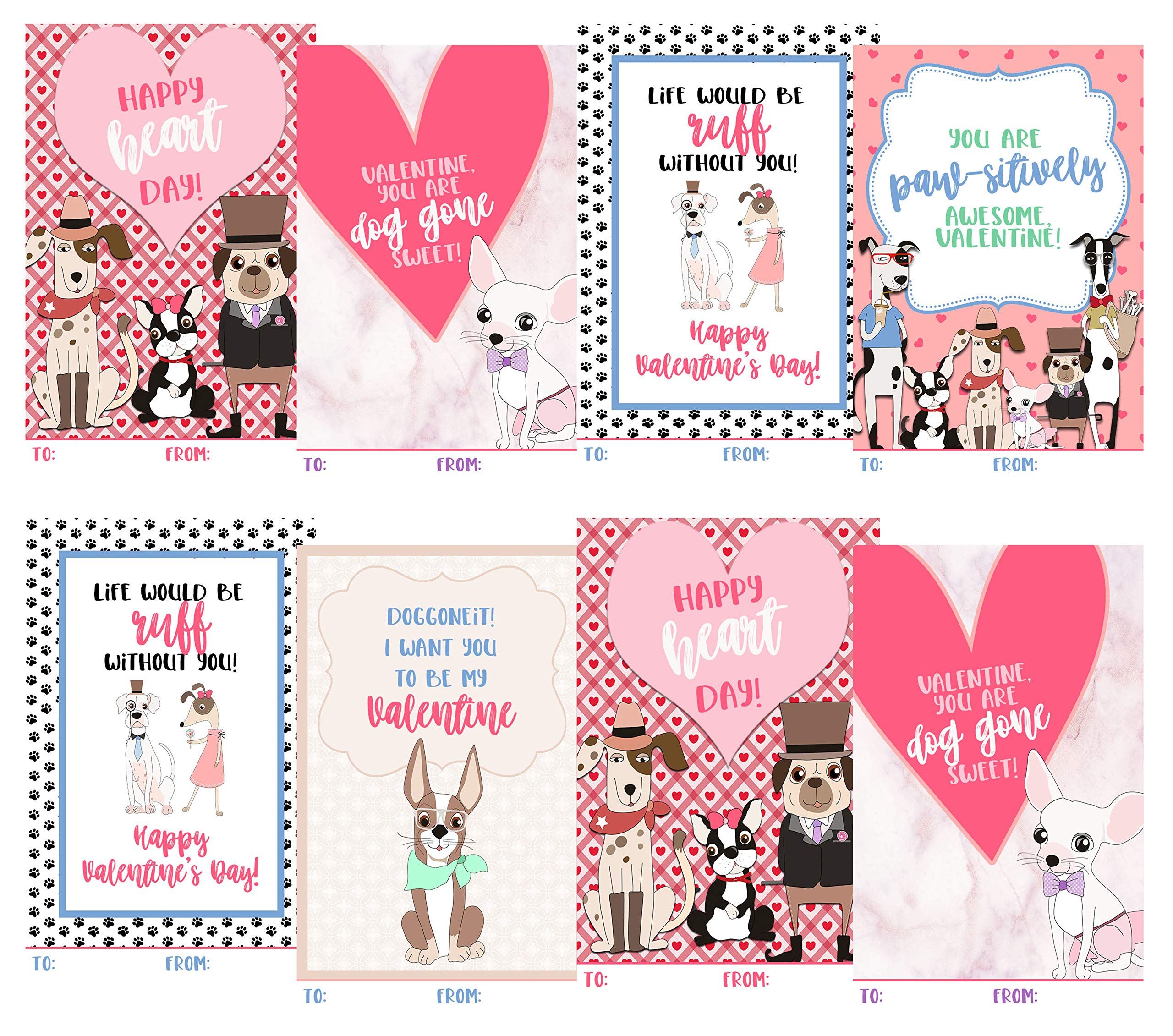 Hipster Puppy Dog Themed Valentine Day Classroom Sharing Card Set (20 Included) Trendy