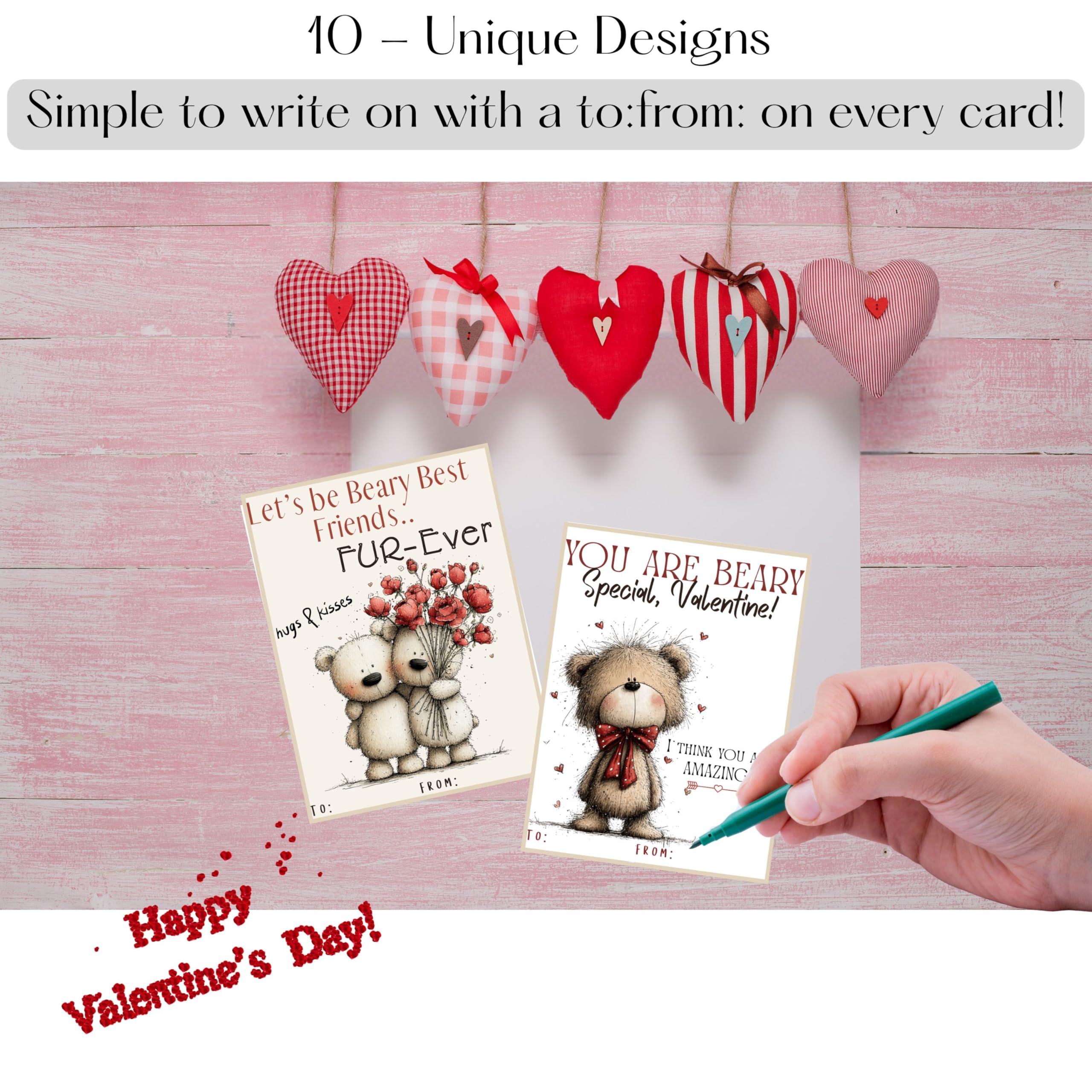 Darling Teddy Bear Valentine Day Classroom Sharing Cards (Set of 24) Valentine's Party Exchange - You Are Beary Special