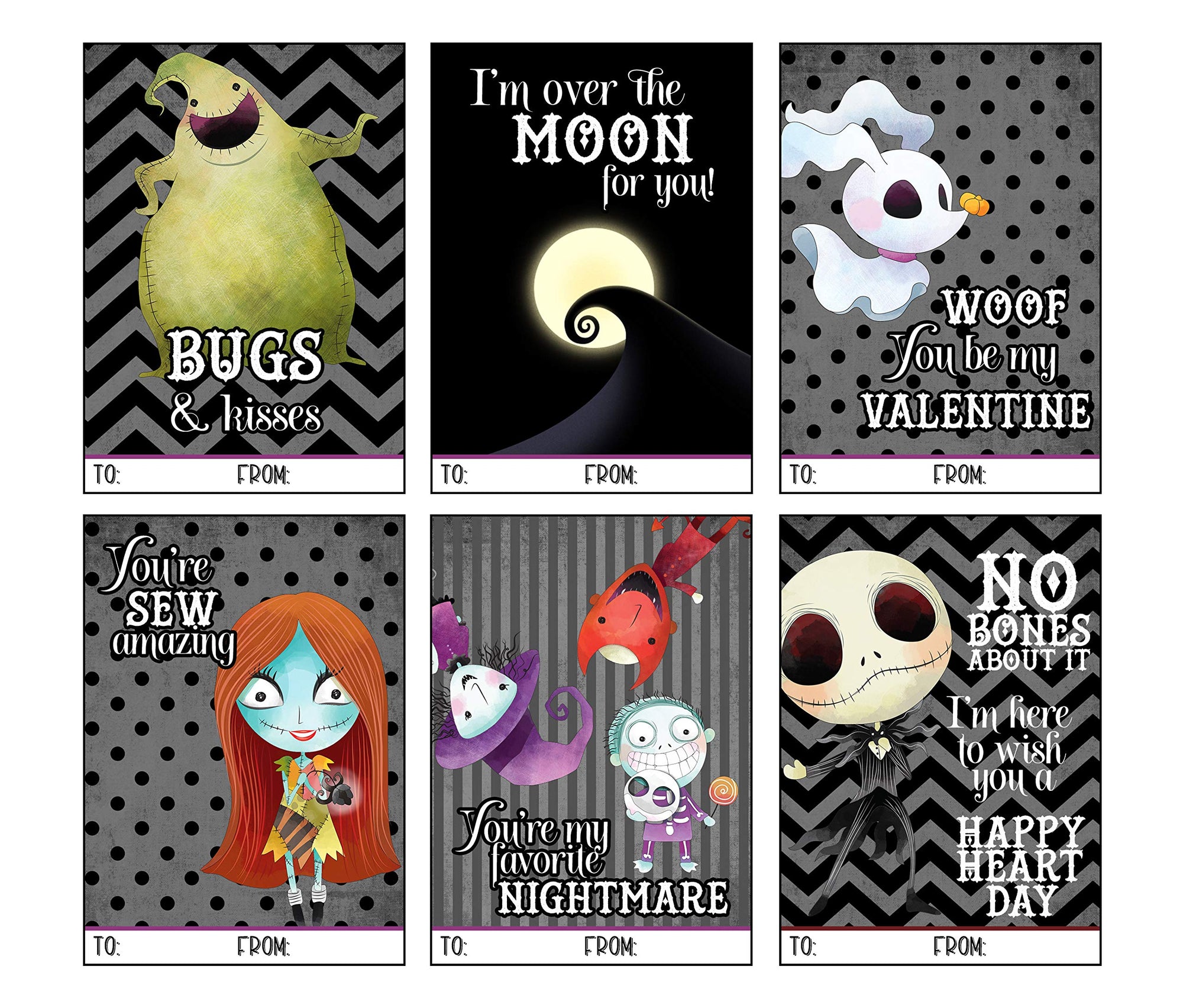 Spooky Dream Themed Valentine's Day Classroom Exchange Kids School Sharing Cards