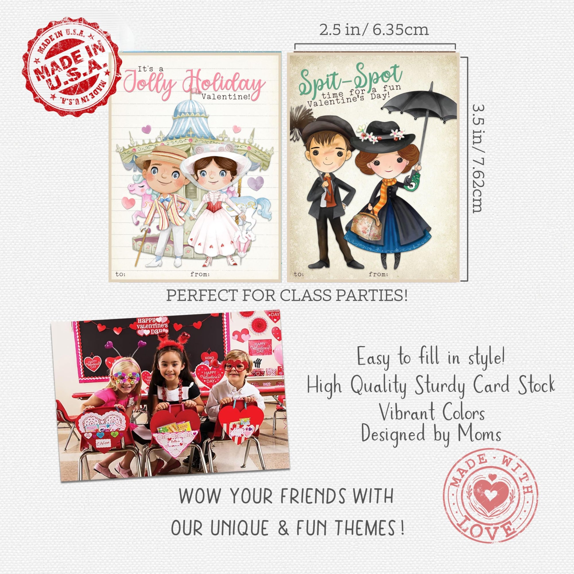 Magical Nanny Musical Themed Valentine's Day Classroom Sharing Cards (Set of 24)