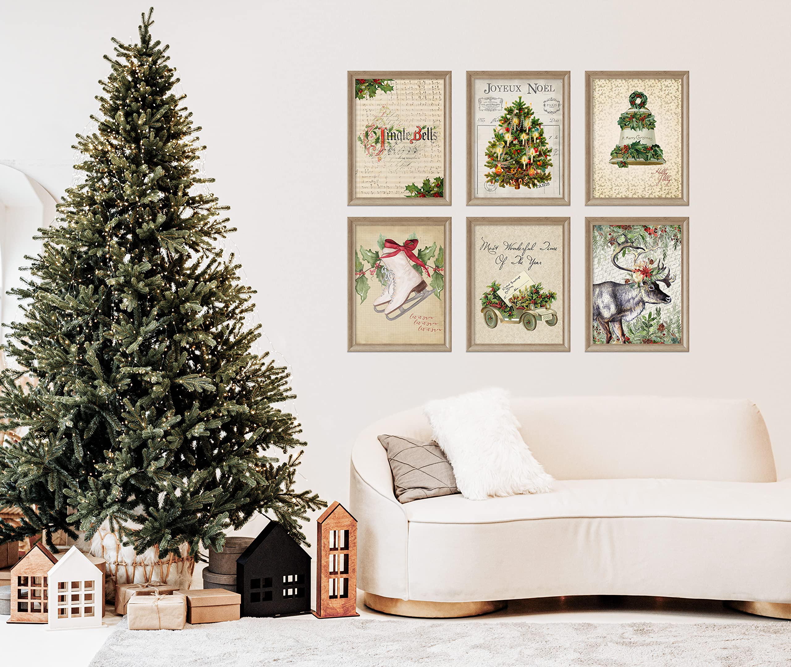 Classic Vintage Christmas Wall Art Prints - Seasonal Set