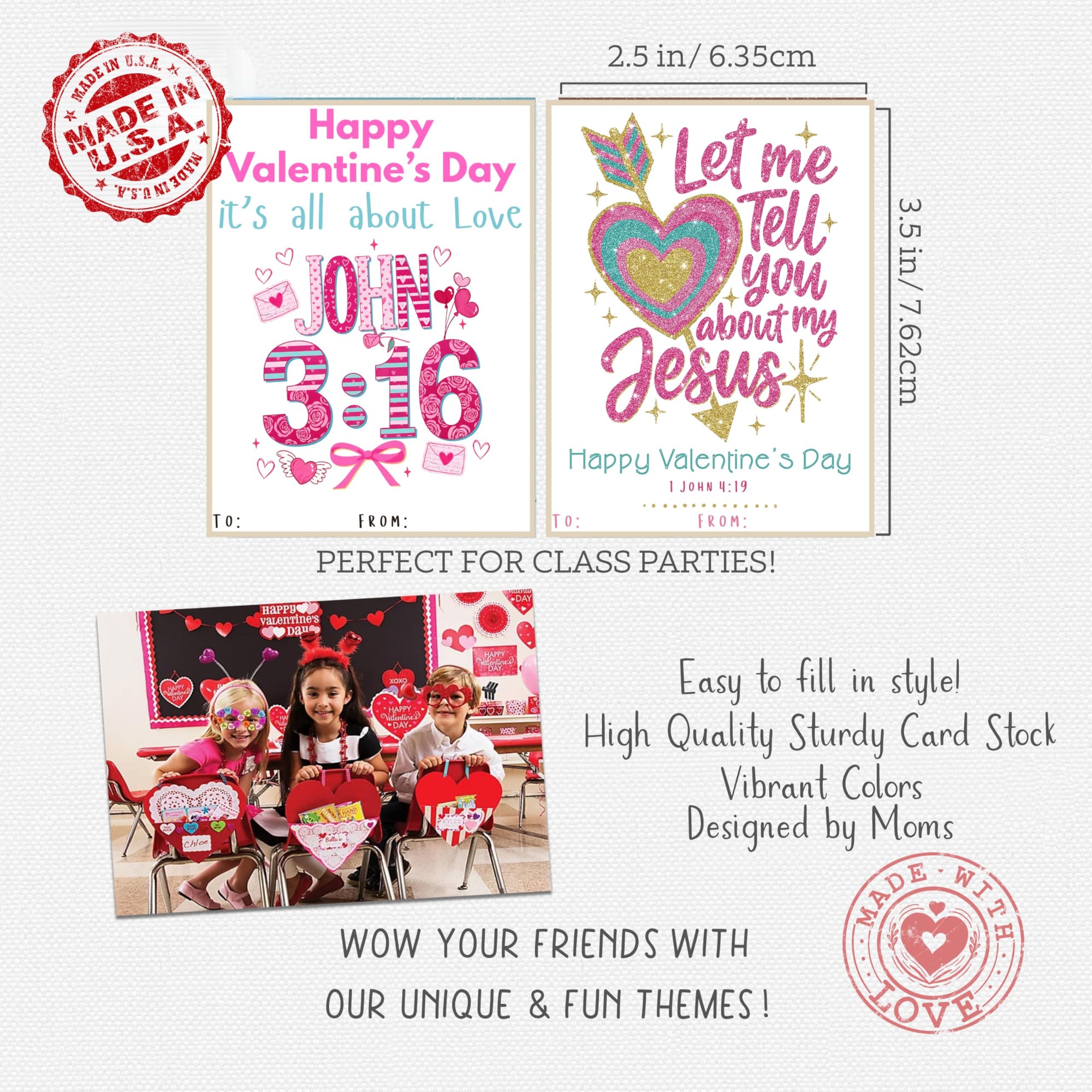 Love Like Jesus Christian Religious Valentine Day Classroom Sharing Cards (Set of 27) Valentine's Party Exchange - Jolly Holiday