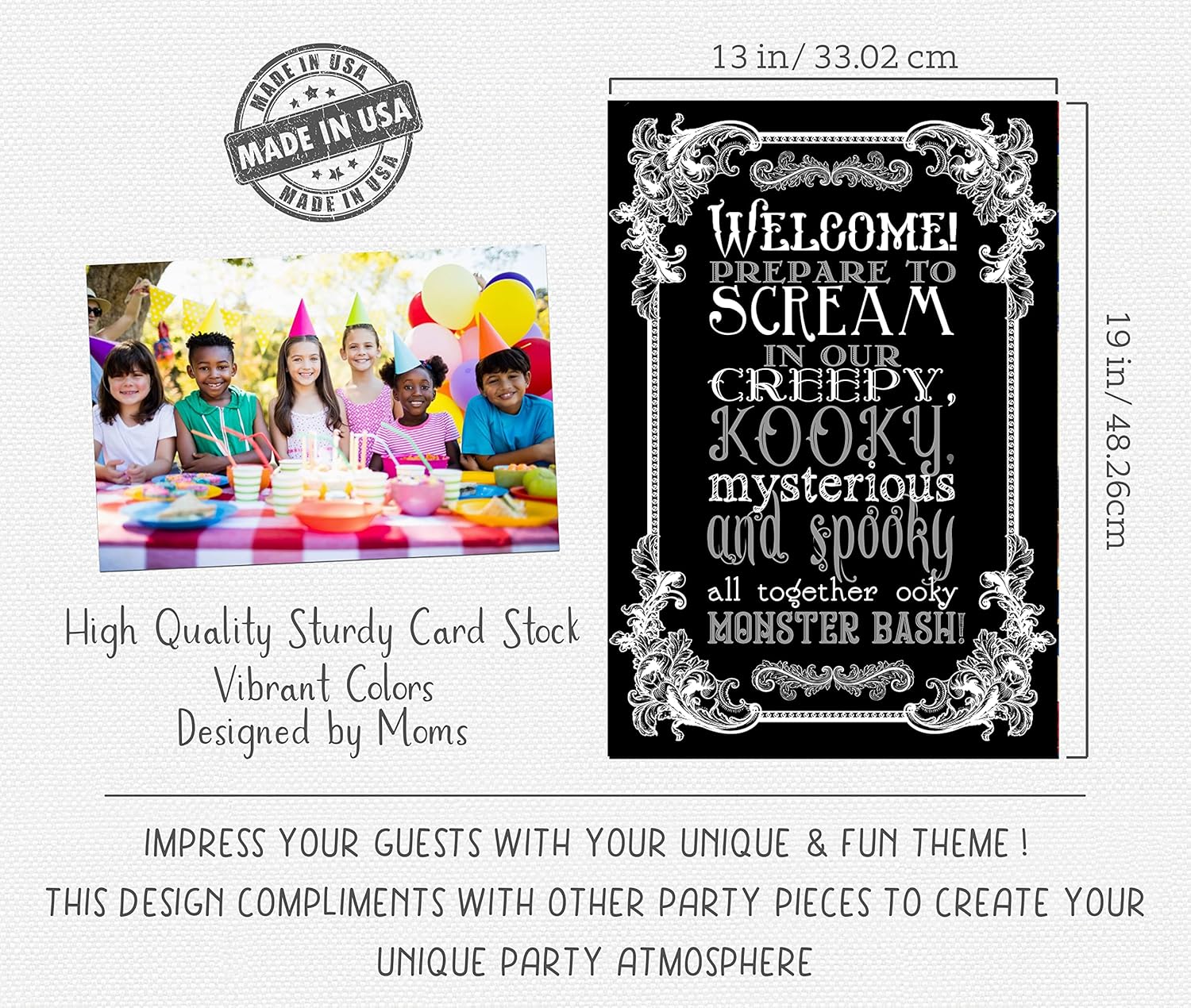 Monster Mash Party Banner Poster Wall Door Decor 19x13"