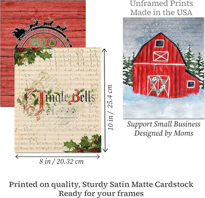 Silly Goose Gifts Vintage Themed Beautiful Christmas Art Print Wall Art Sets (Vintage Santa)