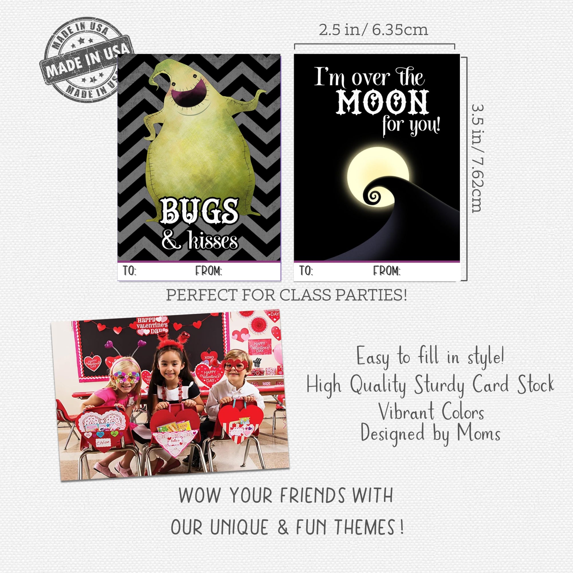 Spooky Dream Themed Valentine's Day Classroom Exchange Kids School Sharing Cards