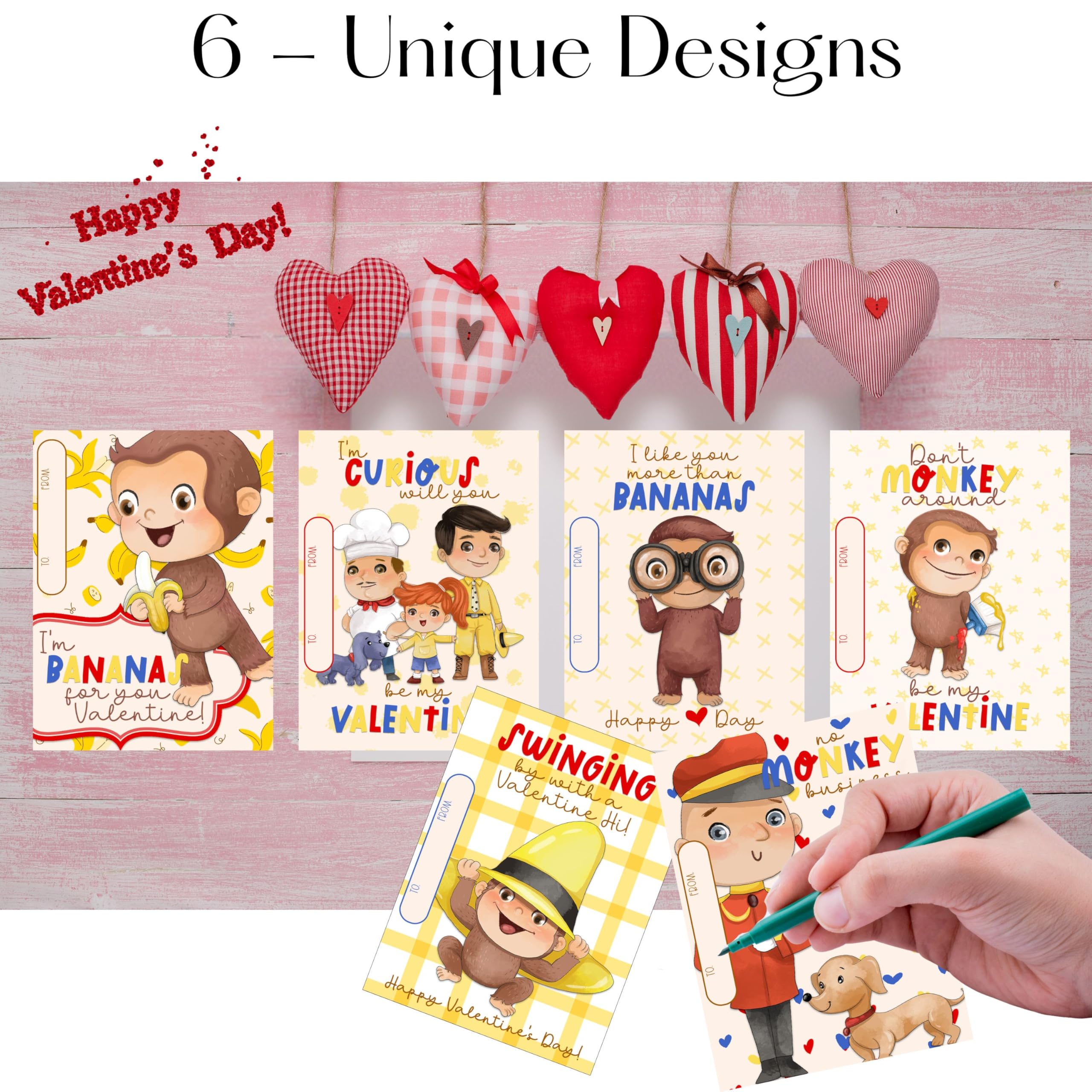 Cute Monkey Valentine Day Classroom Sharing Cards (Set of 24) Valentine's Party Exchange - I'm Bananas for You