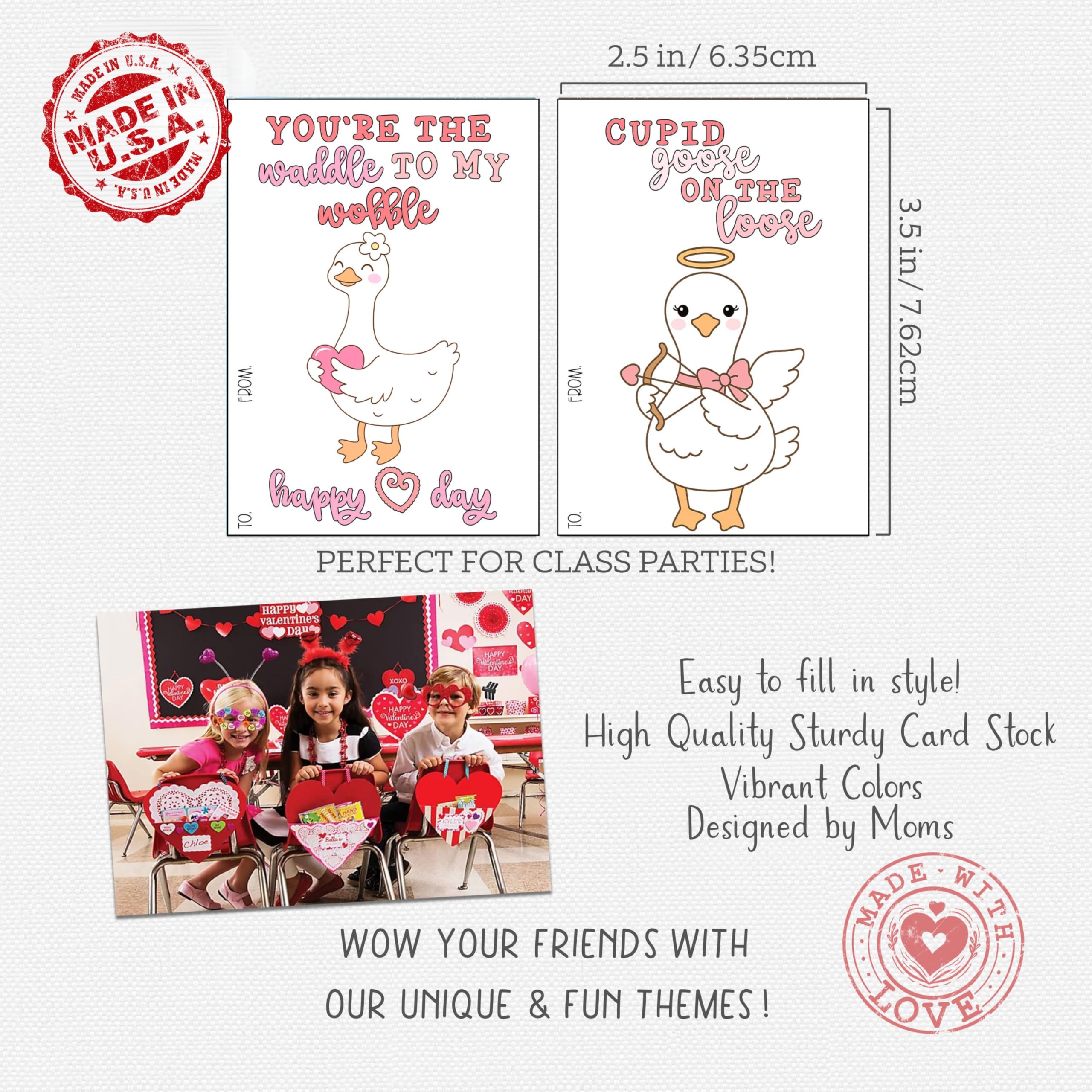 Darling Silly Goose Valentine Day Classroom Sharing Cards (Set of 24) Valentine's Party Exchange - You're the Waddle to my Wobble