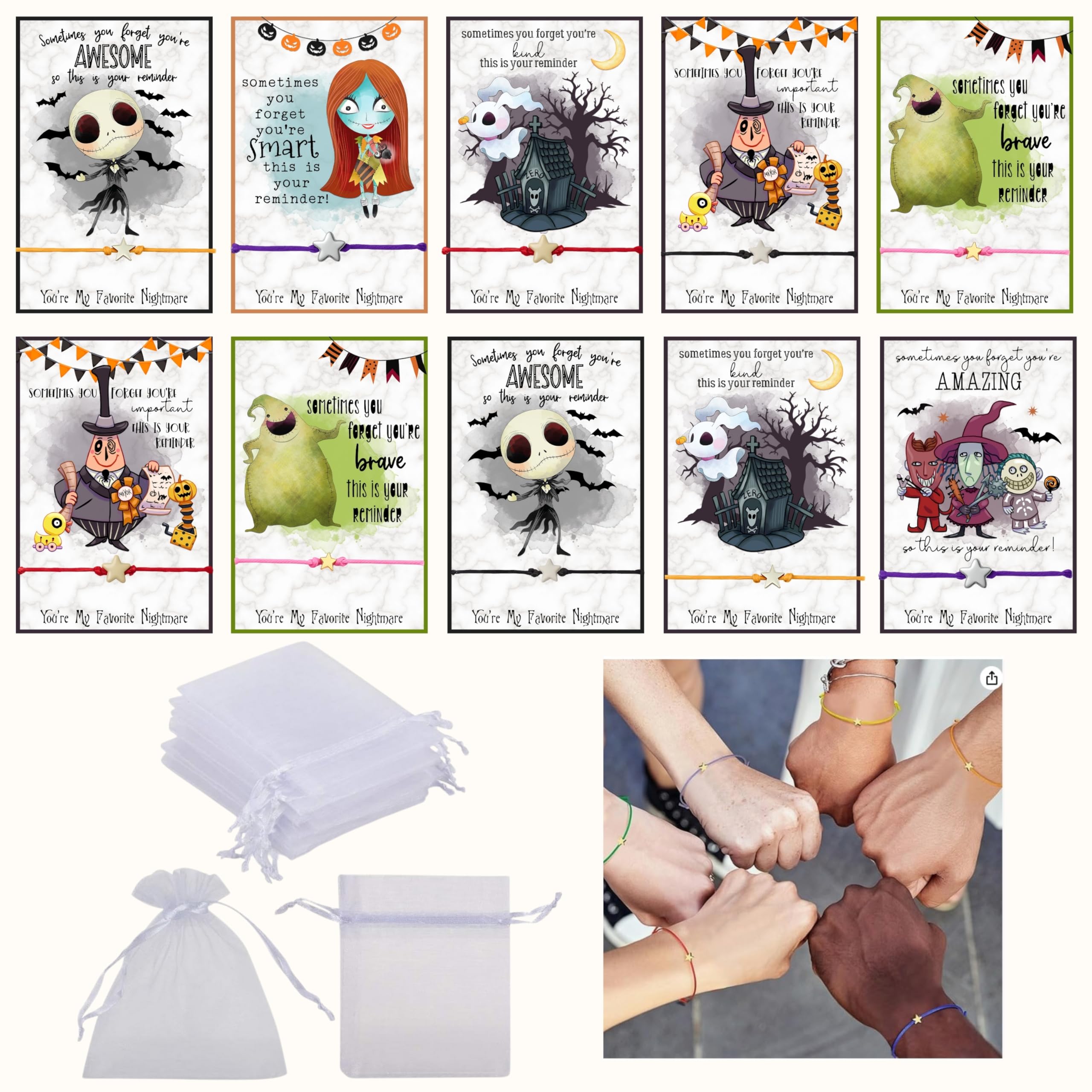 You're My Favorite Spooky Friend Bracelet Gift Set - 12 Bracelets & Bags