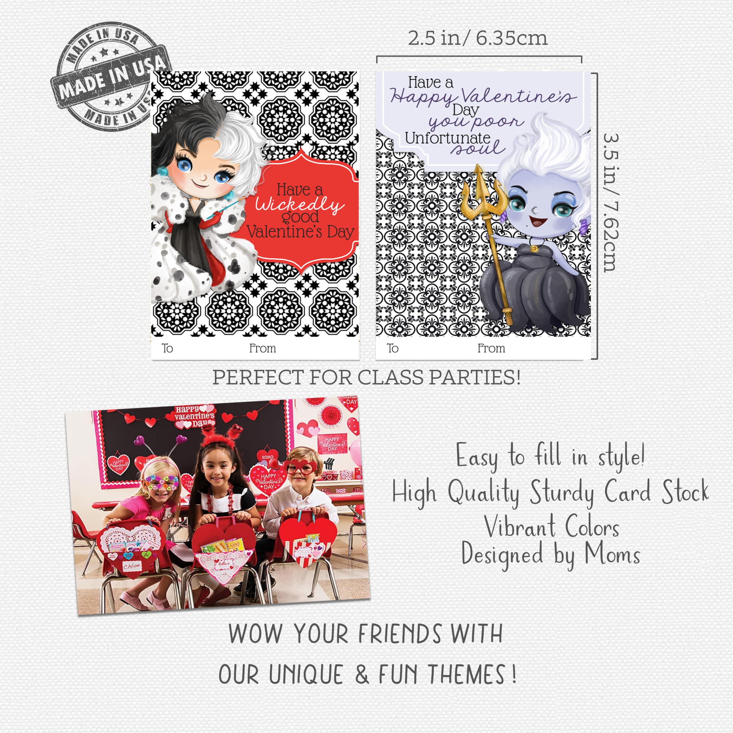 Wicked Villains Themed Valentine's Day Cards for Kids (Set of 24) Classroom Exchange