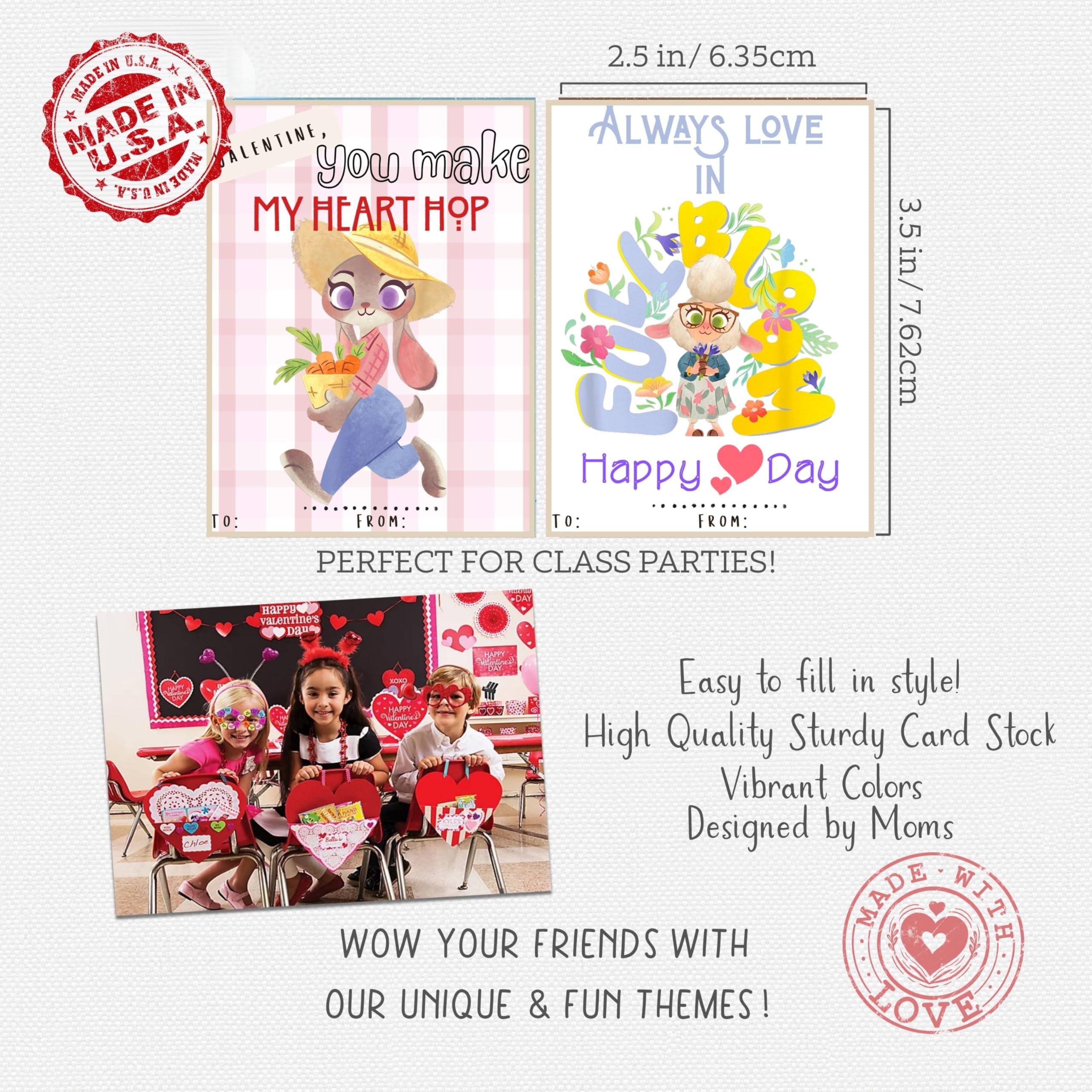 Zoo Animal Themed Valentine's Day Classroom Sharing Cards (Set of 25)
