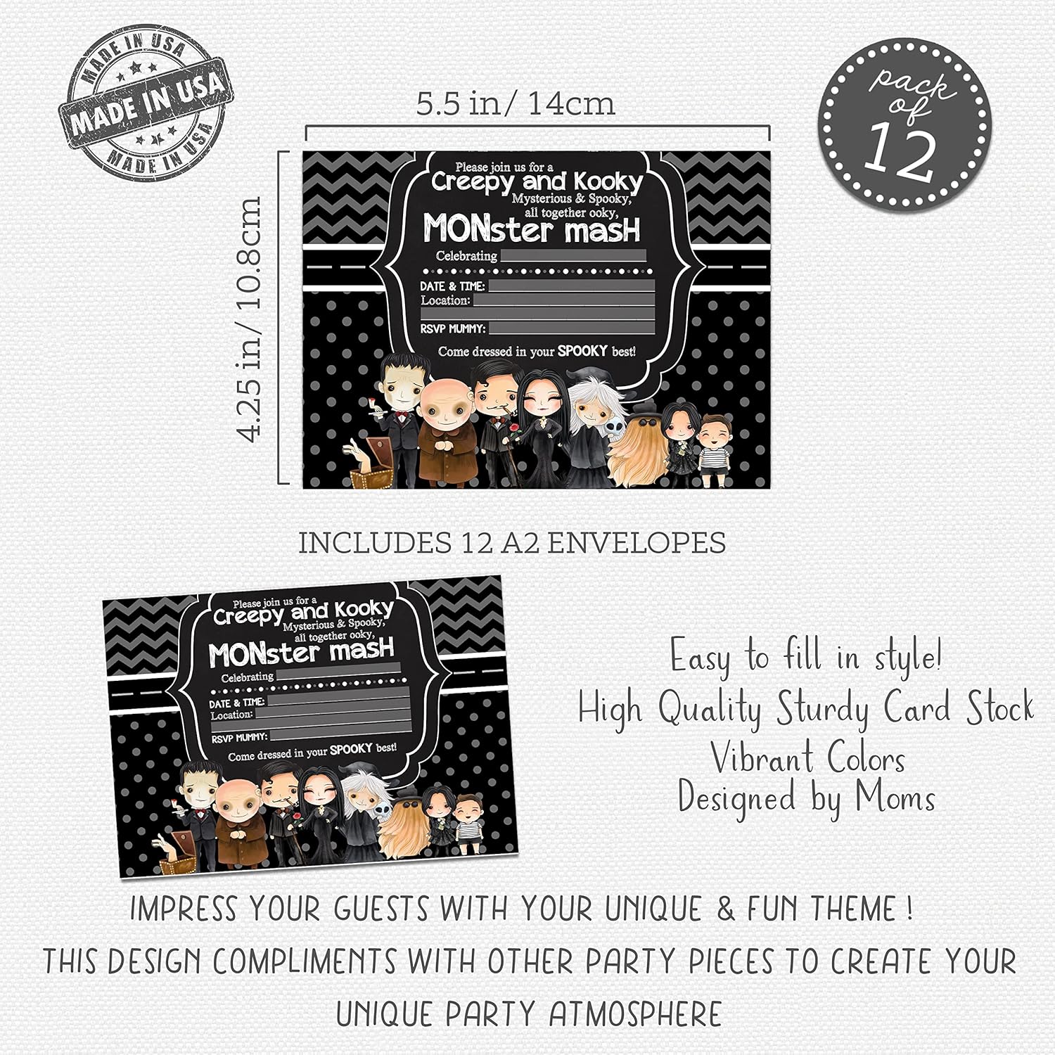 Creepy & Kooky Monster Mash Party Supply Invitation Set