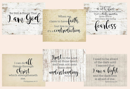 Silly Goose Gifts Fear Not - Religious Family Wall Art Print Decor Set of Six (6) Typography No Frames