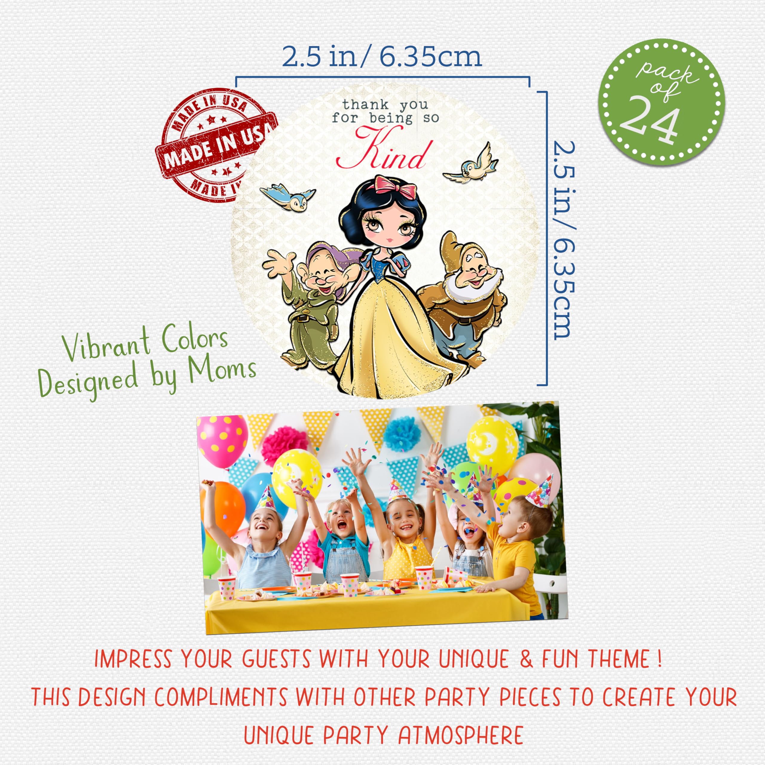 Fairytale Princess Party Favor Stickers - Set of 24