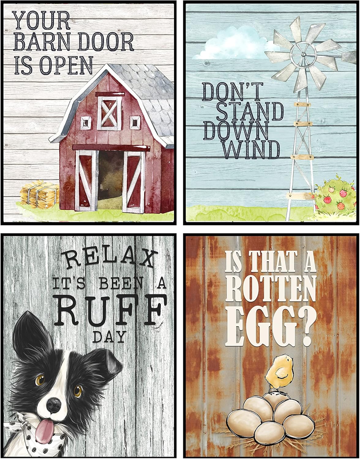 I Herd That! - Funny Farmhouse Bathroom Themed Decor Art Farm Rustic Wood Style Wall Prints Set Cow Pig Poster Signs Typography Cute Rules Toilet Paper Truck