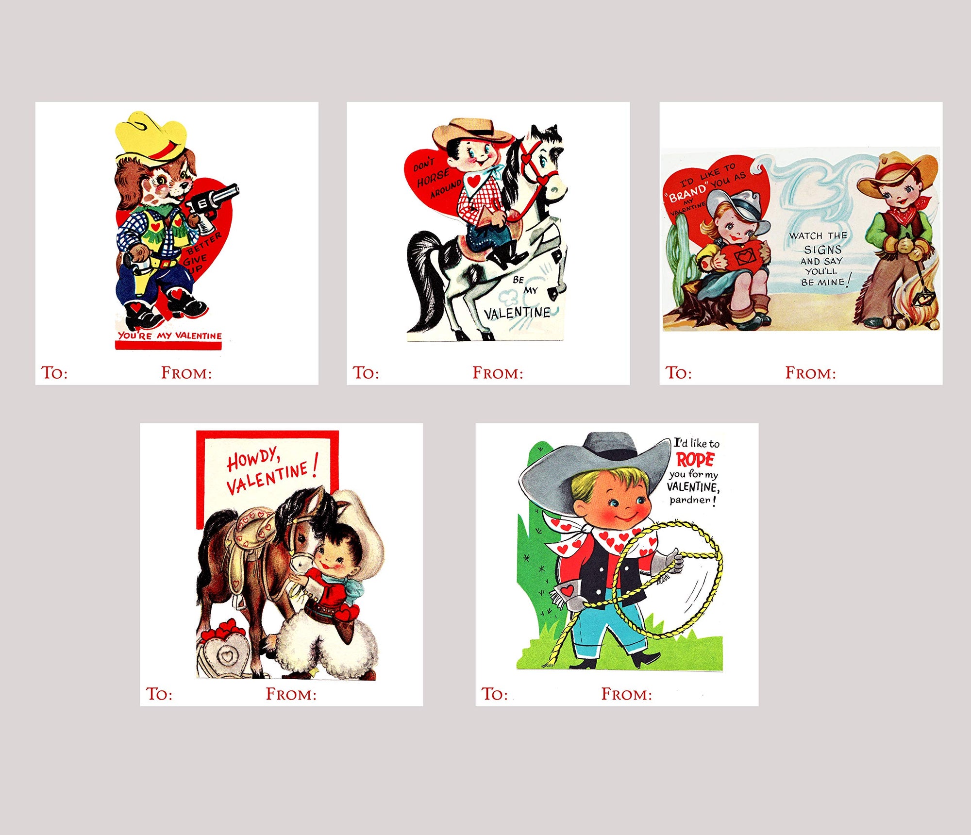 Silly Goose Gifts Howdy Partner! - Vintage Cowboy Themed Valentines Day Card for Kids School Classroom Exchange (Set of 23) Sharing Horse Pony Retro Greeting Valentine's
