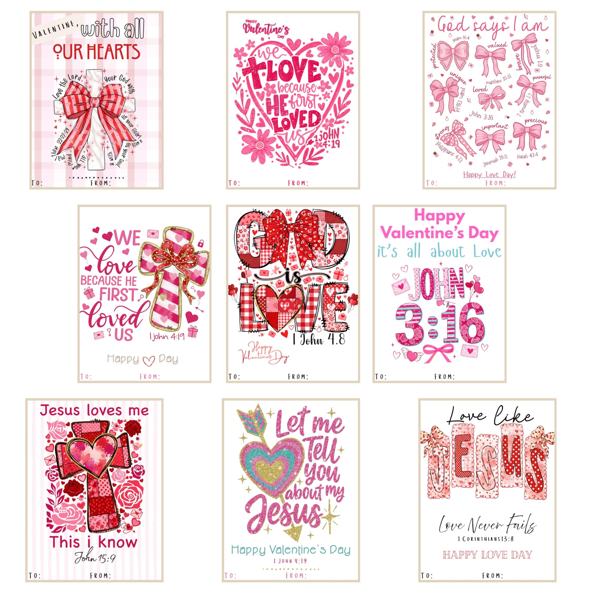 Love Like Jesus Christian Religious Valentine Day Classroom Sharing Cards (Set of 27) Valentine's Party Exchange - Jolly Holiday