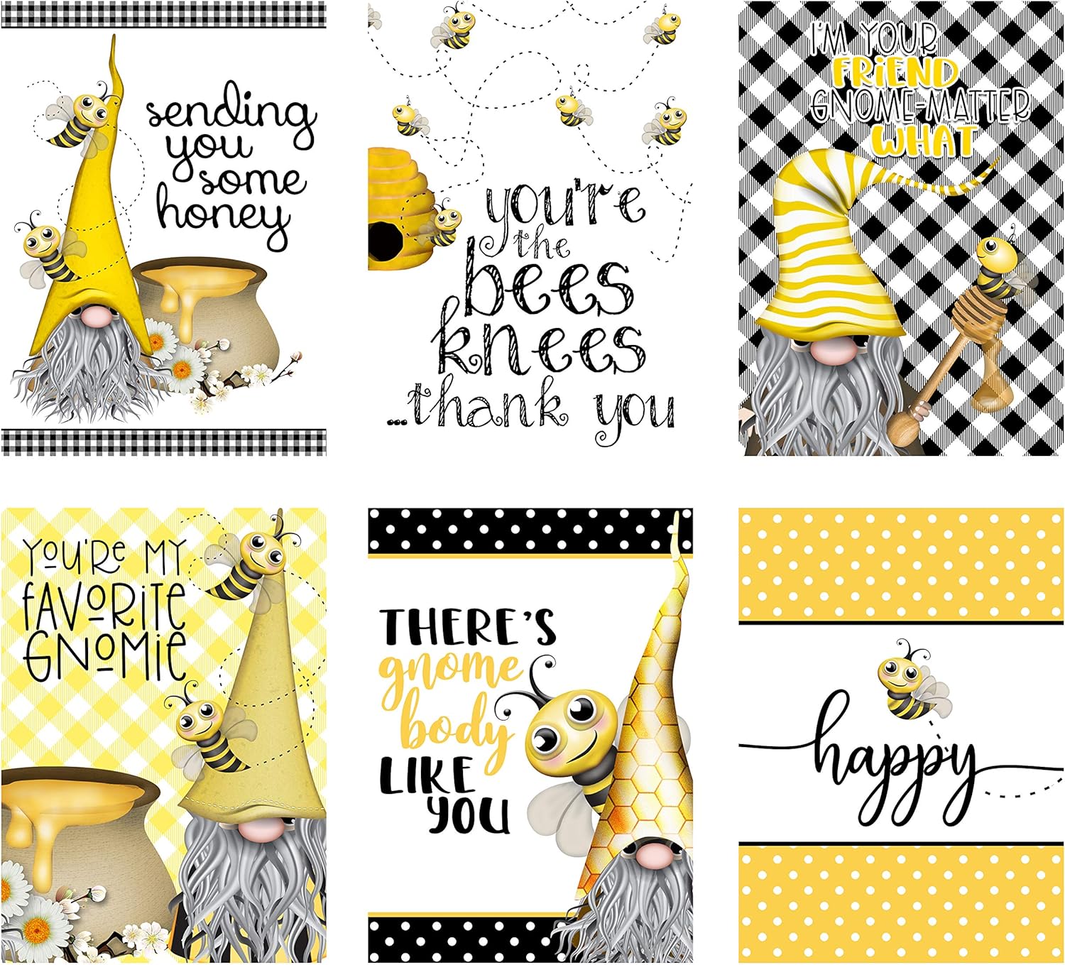 You're My Favorite Gnomie Bee Hive Gnome Themed Greeting Card Assortment Set