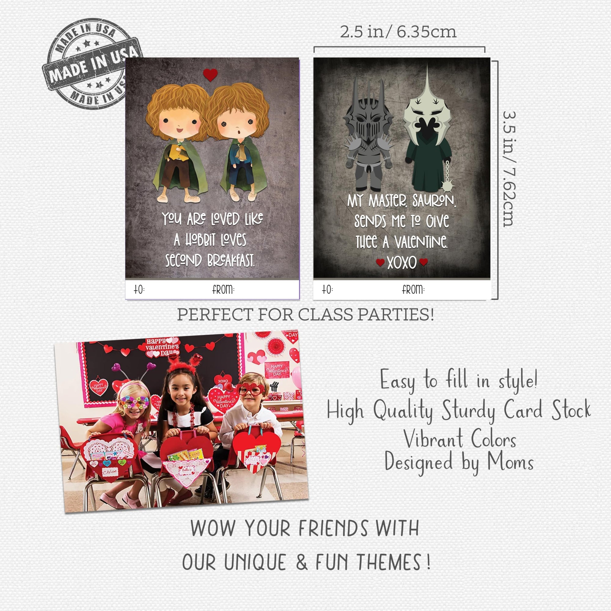 Epic Fantasy Ring Quest Book Themed Valentine's Day Card Set (Set of 24)