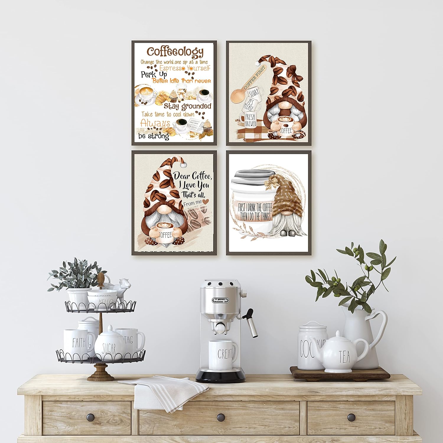 Coffee Gnome Themed Wall Art Print Decor