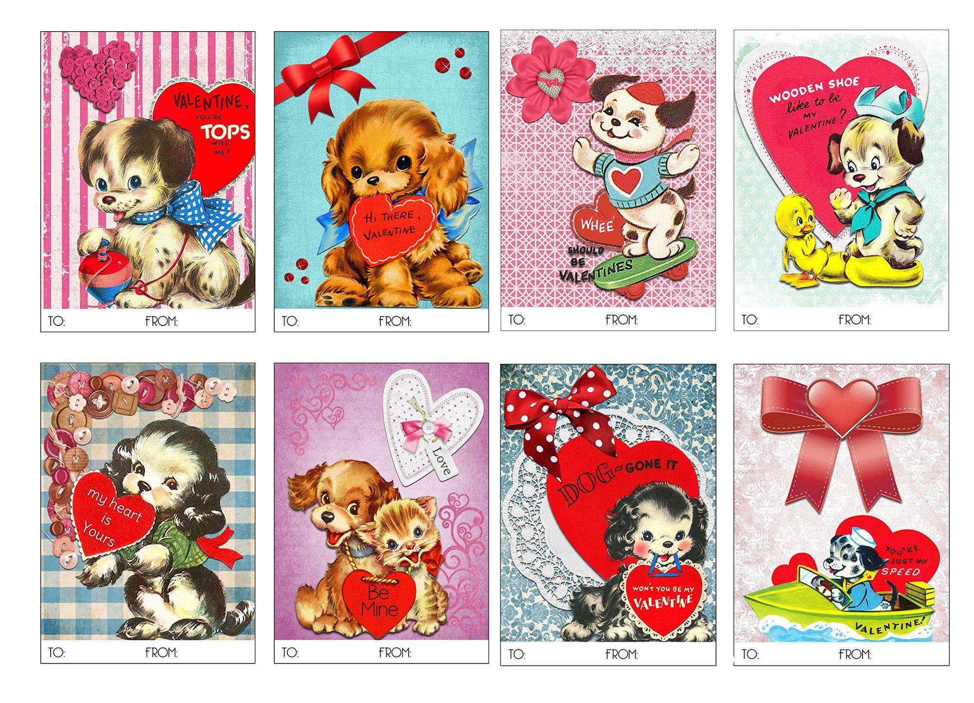 Silly Goose Gifts Vintage Puppy Animal Themed Valentines Day Card for Kids School Classroom Exchange (Set of 24) Sharing Valentine's Reproduction Embellishements