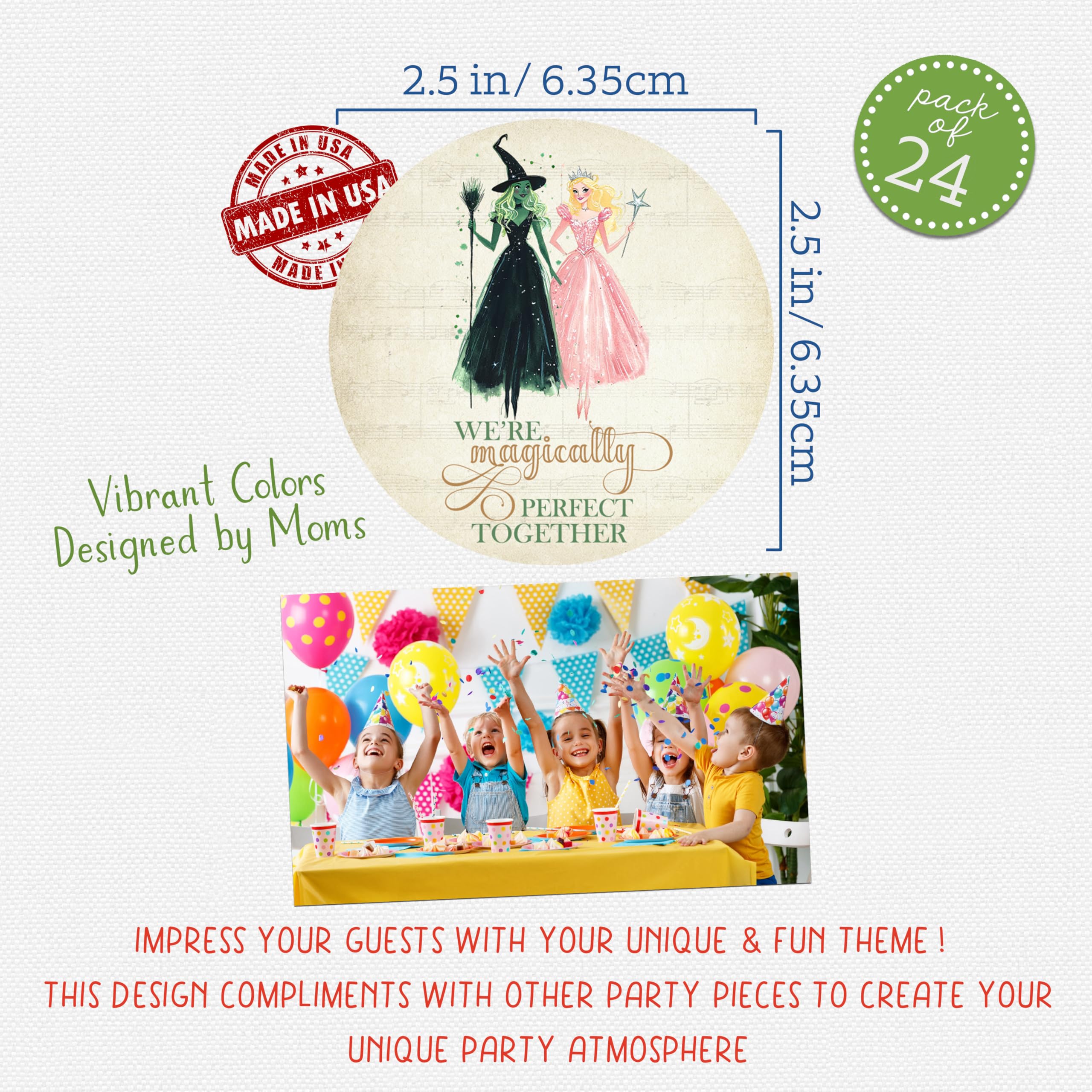 Witch Themed Thank You Party Favor Stickers - Set of 24