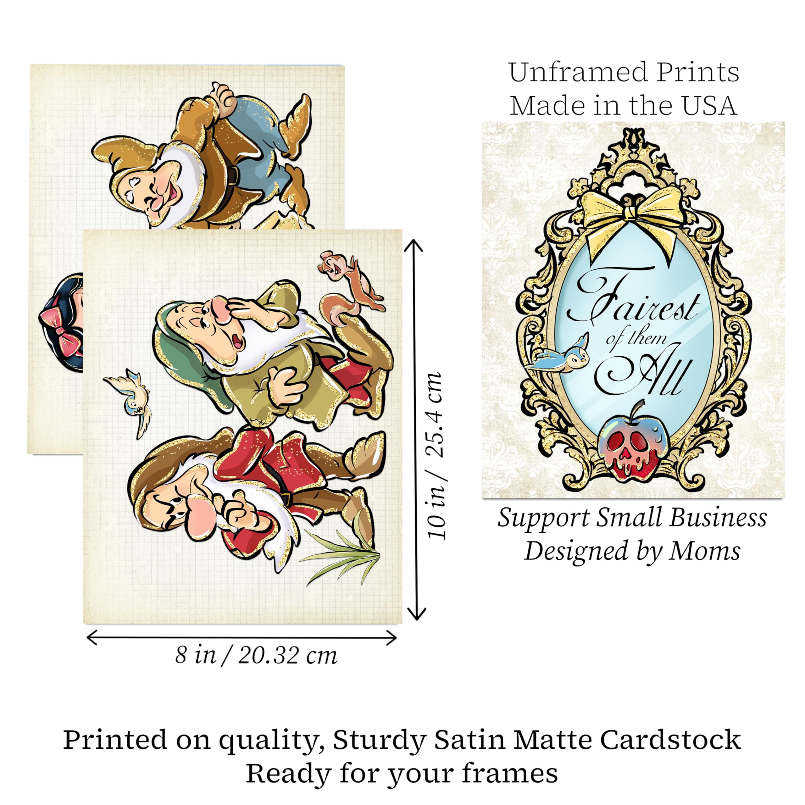 Fairy Tale Princess Bathroom Wall Art Prints - Set of 5
