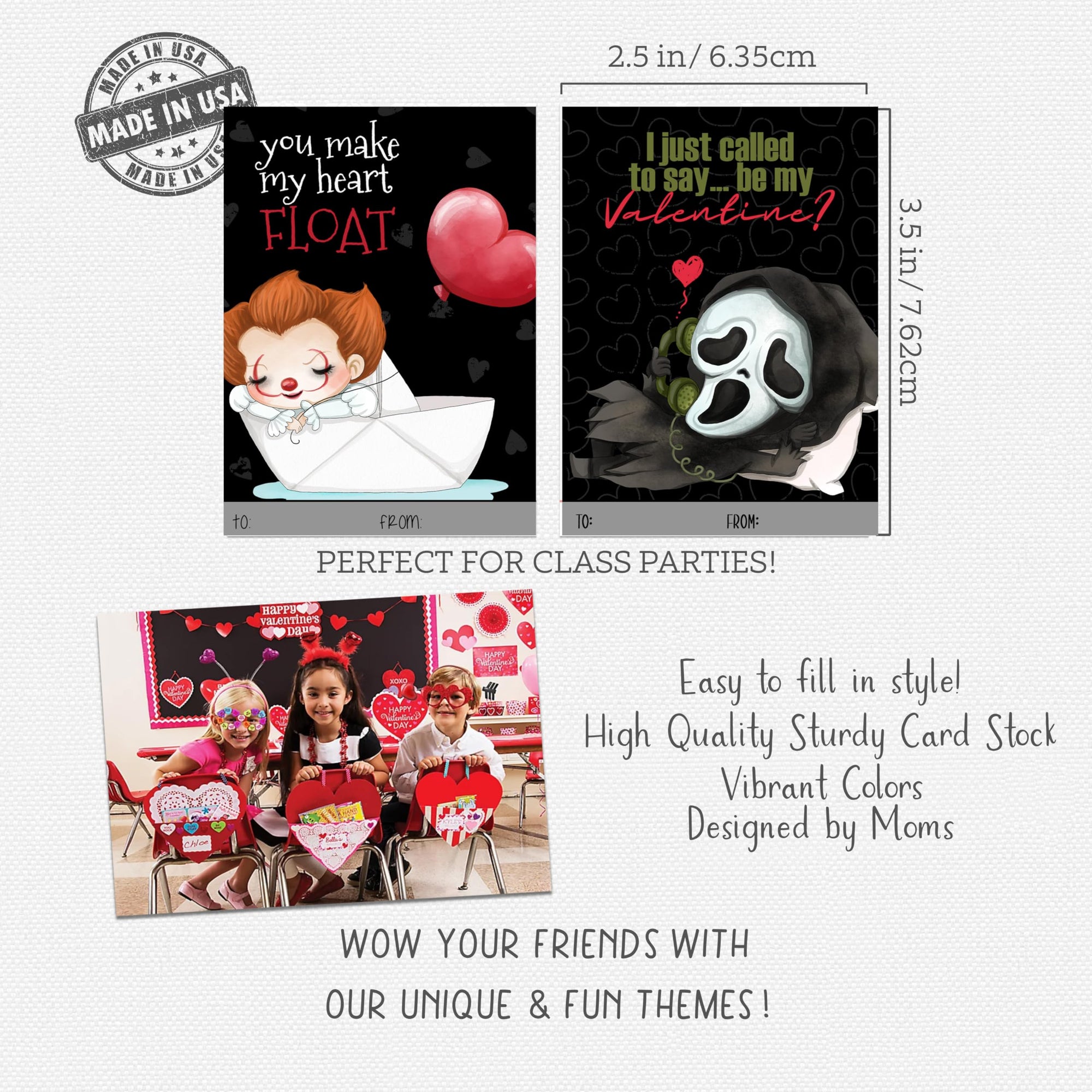Spooky Character Themed Valentines Day Card School Classroom Exchange