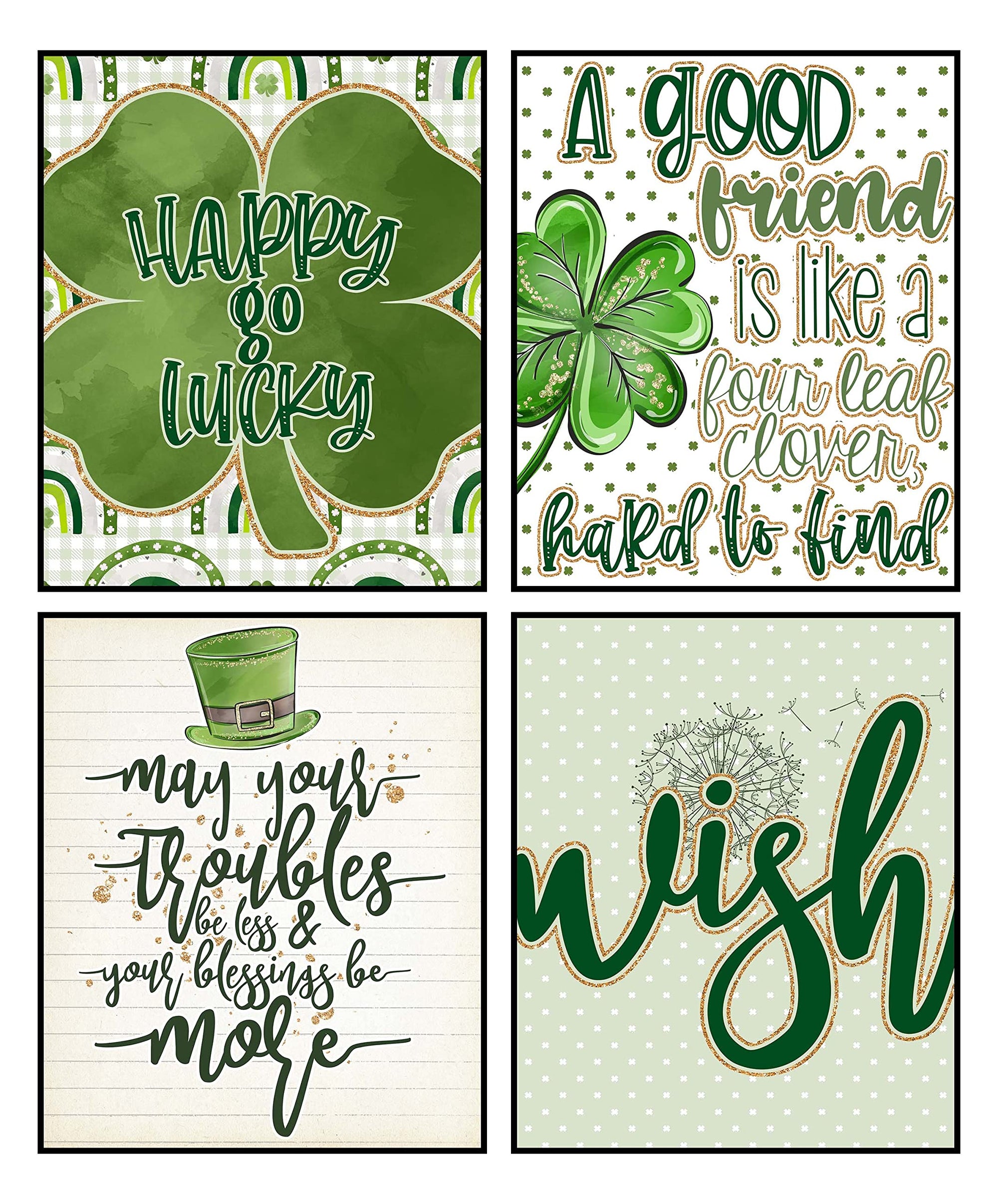 St Patricks Day Room Bathroom Wall Decor Print Art No Frame Accessory Decoration Decor Set Gnome Paddy