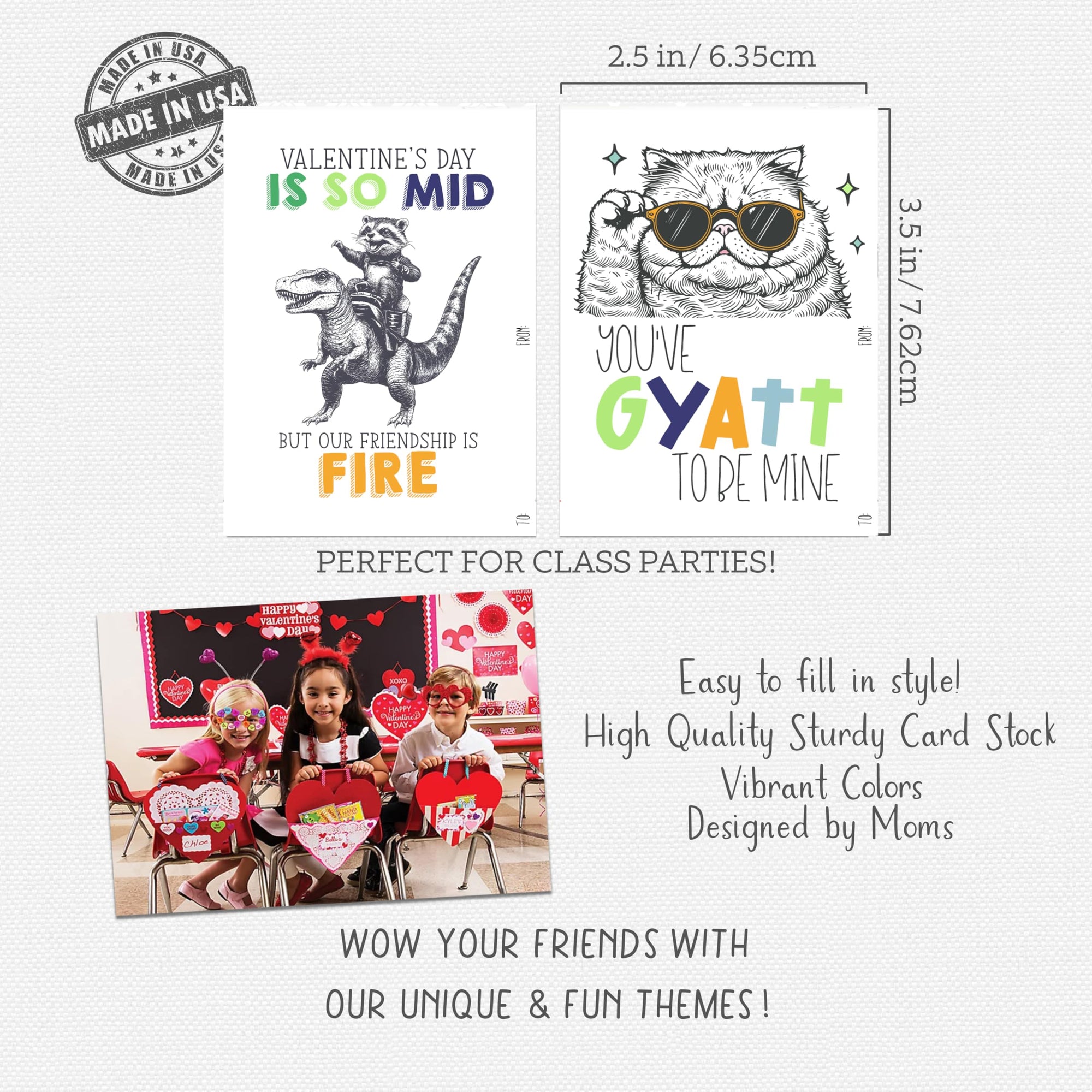 Animal Retro Hip Hop Slang Themed Valentine's Day Classroom Sharing Card Set of 24, You've Got That Rizz Bruh