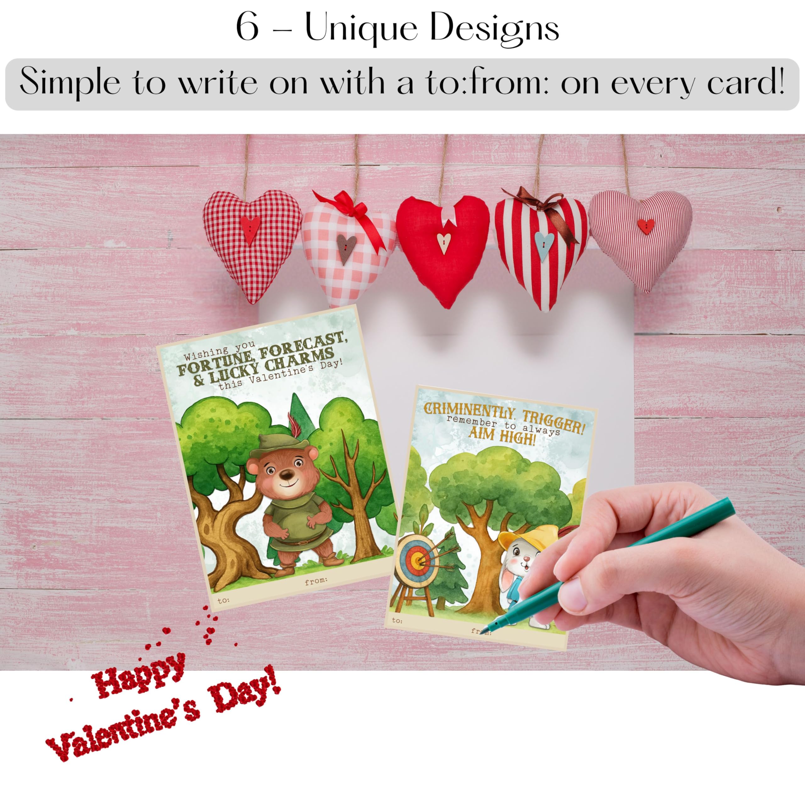 Storybook Fox Archer Themed Valentine's Day Classroom Sharing Cards (Set of 24)