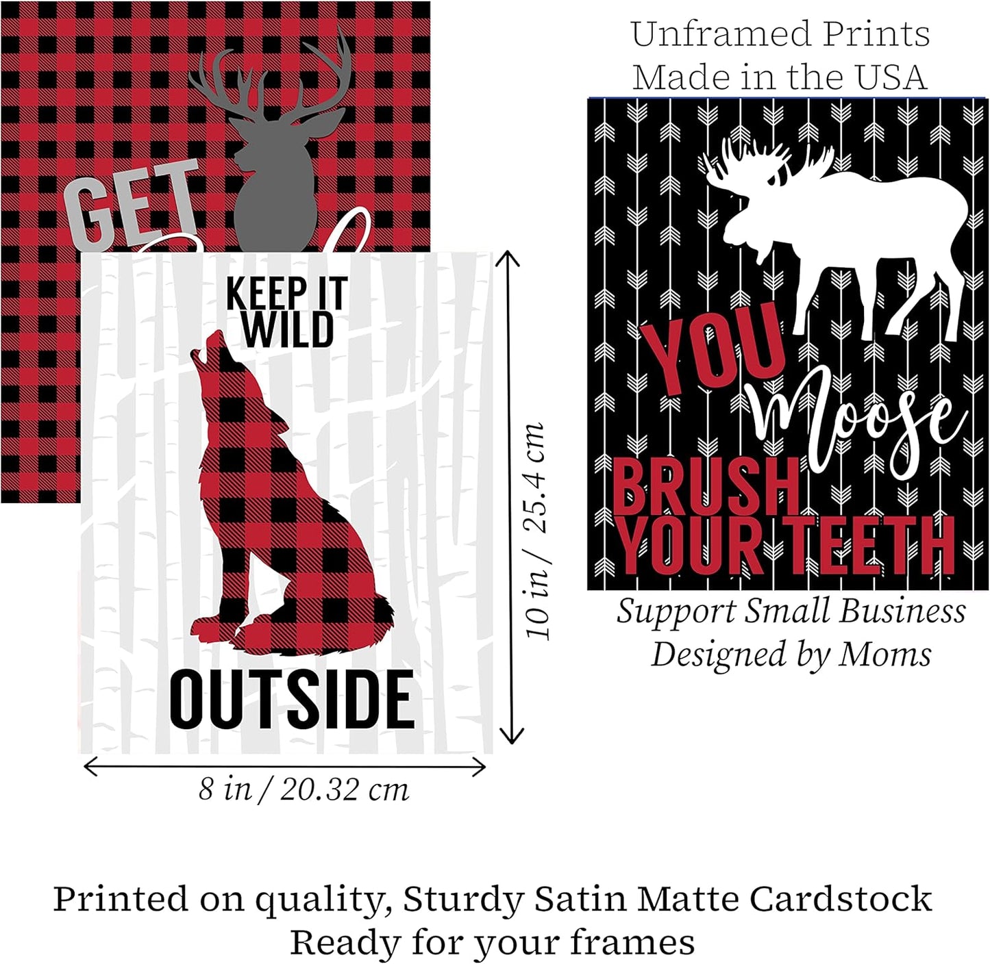 Get Buck Naked - Buffalo Plaid Red Check Themed Bathroom Wall Art Print Decor