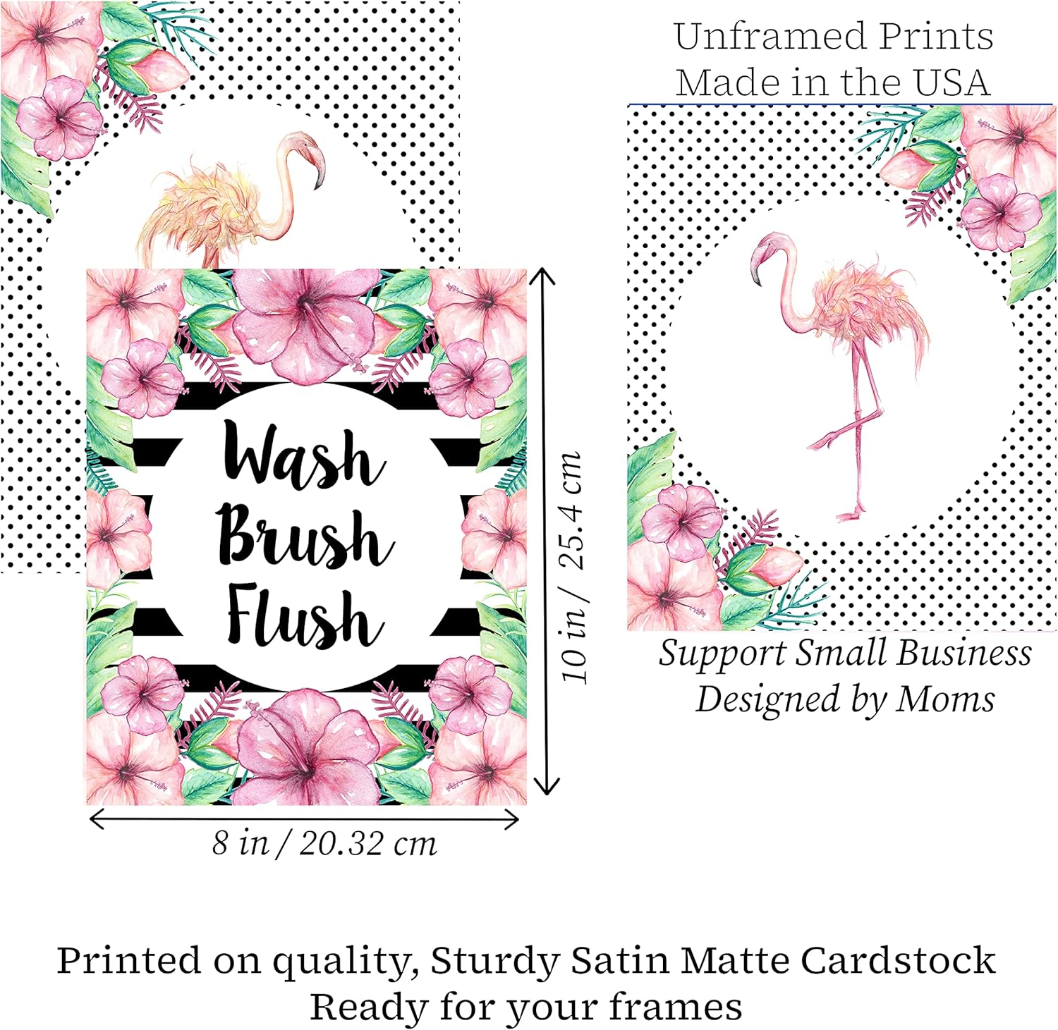 Flamingo Bathroom Decoration Decor Wall Art Set for Bath