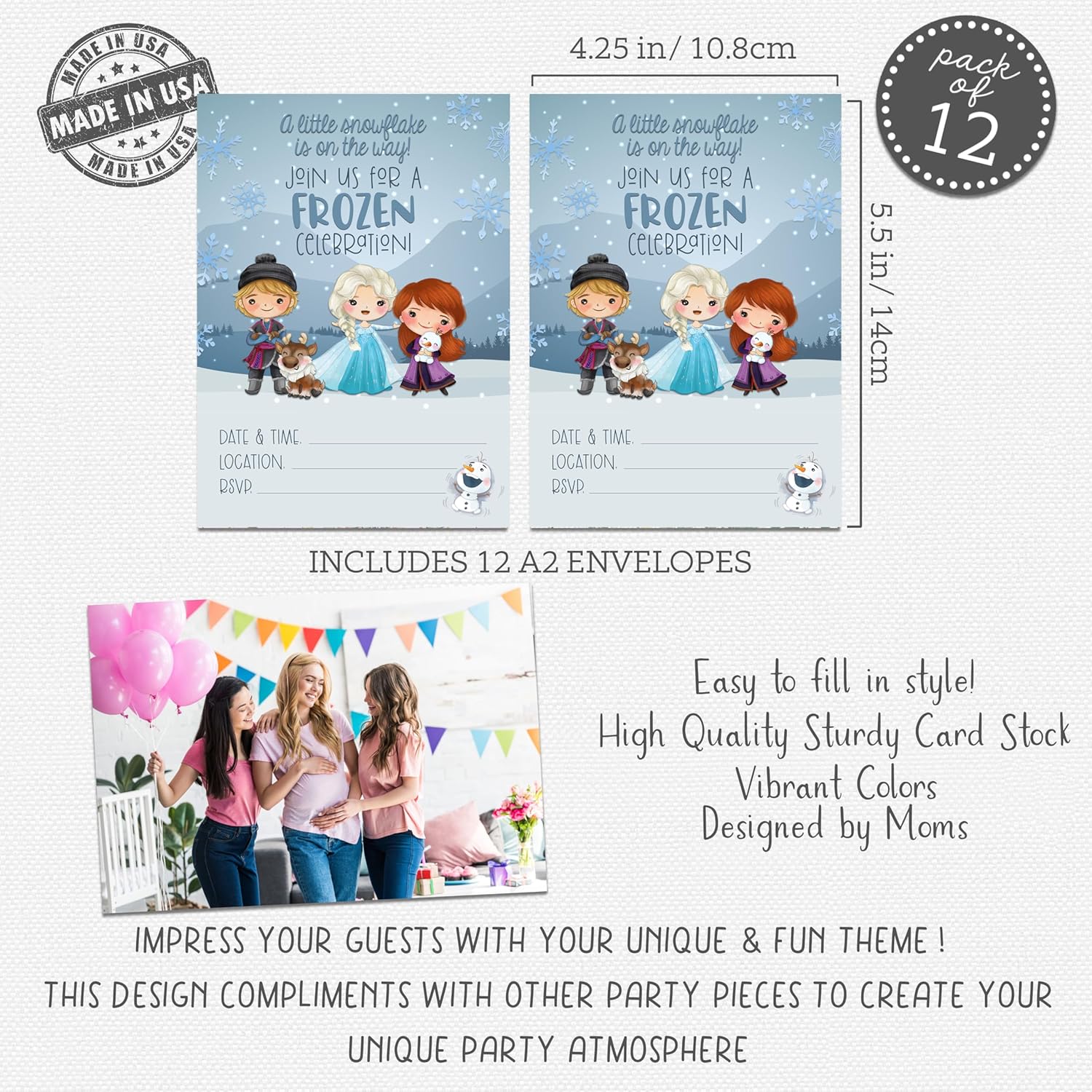 A Little Snowflake Is On The Way, Frozen Winter Baby Shower Invitation Set