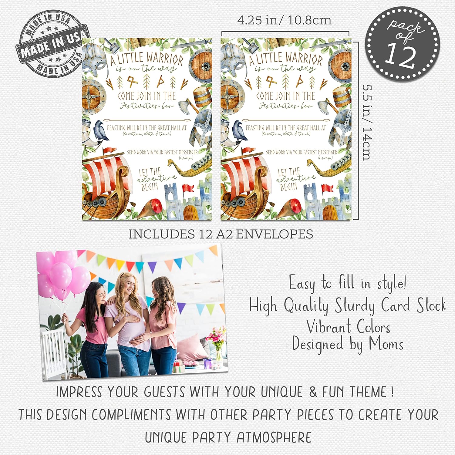 A Little Warrior Is On The Way Viking Baby Shower Invitation Set