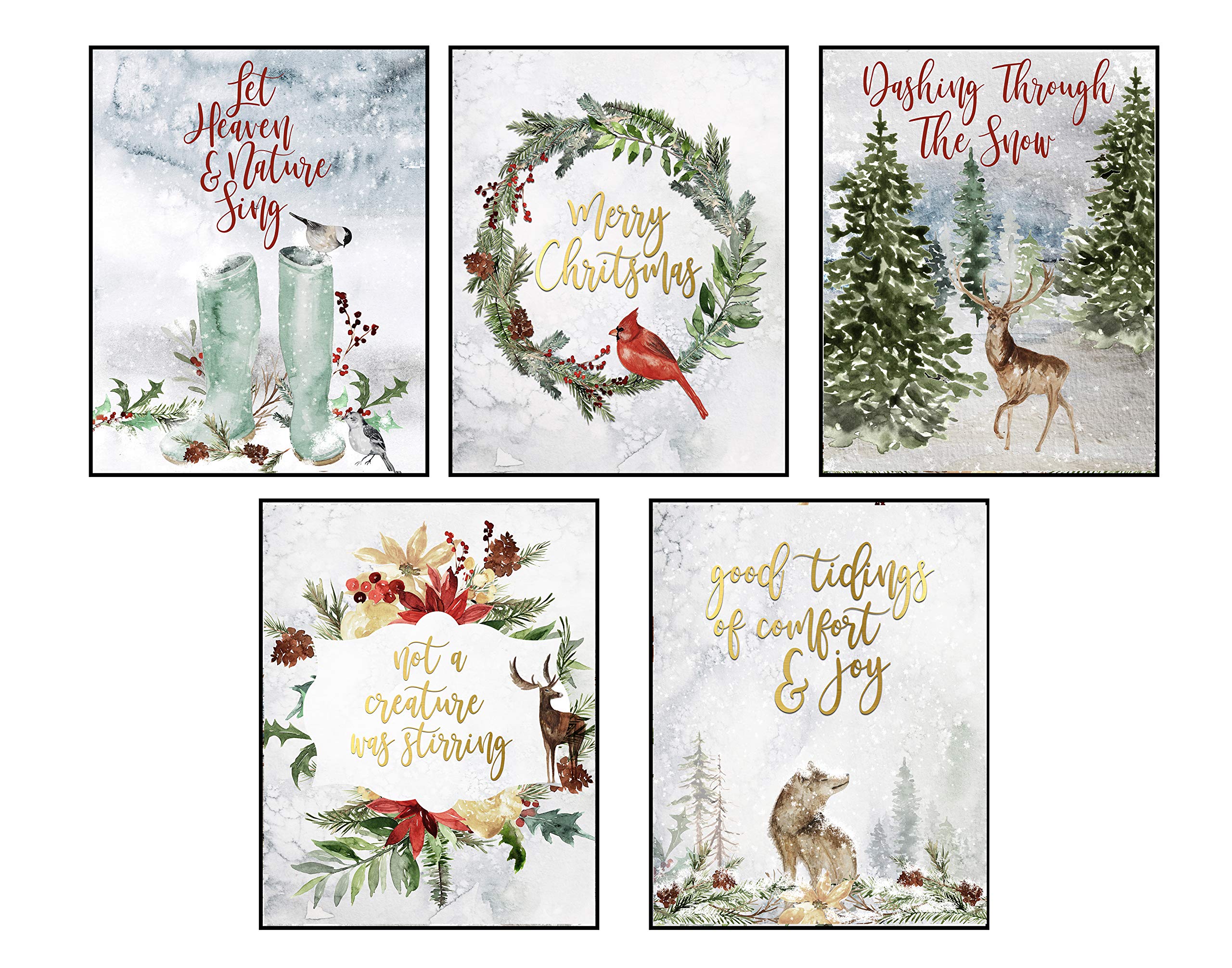 Vintage Themed Beautiful Christmas Art Print Wall Art Sets