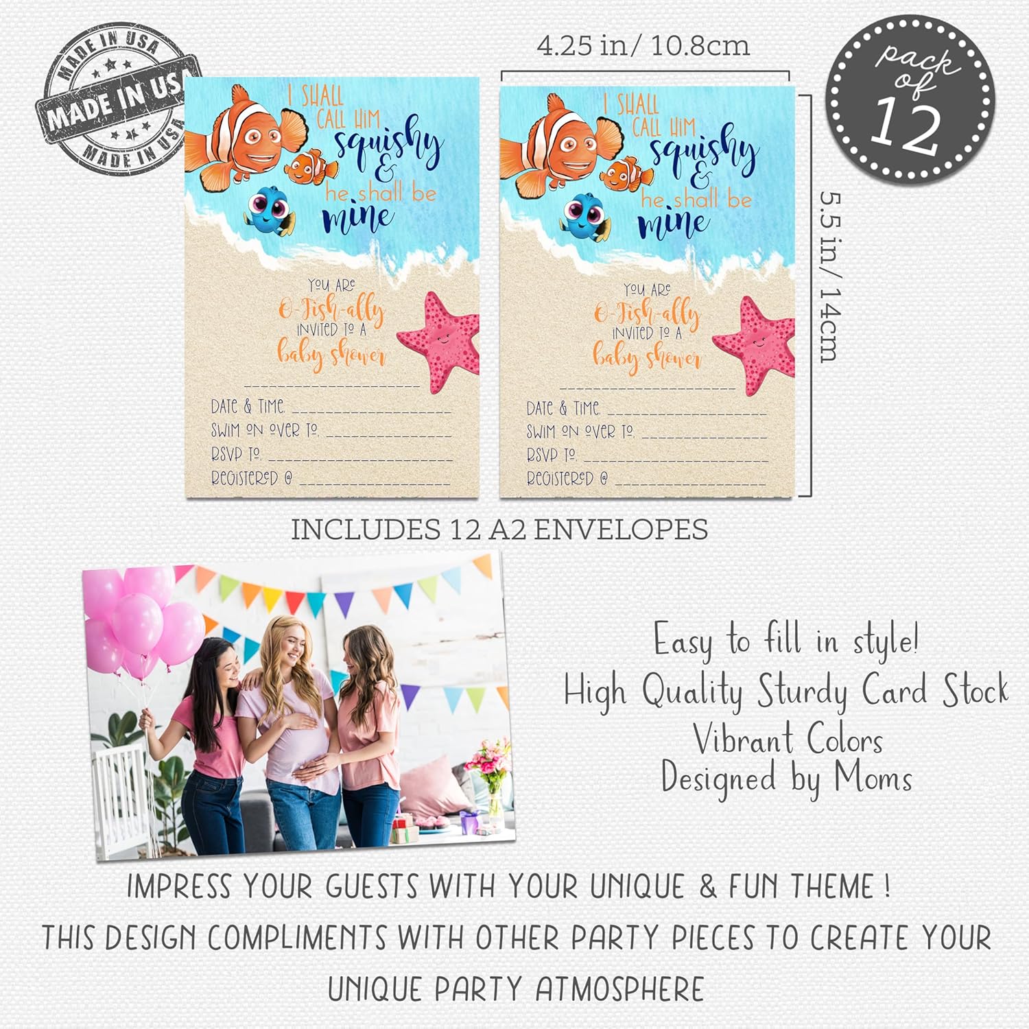 Nemo Fish Themed Baby Shower Party Invitation Set