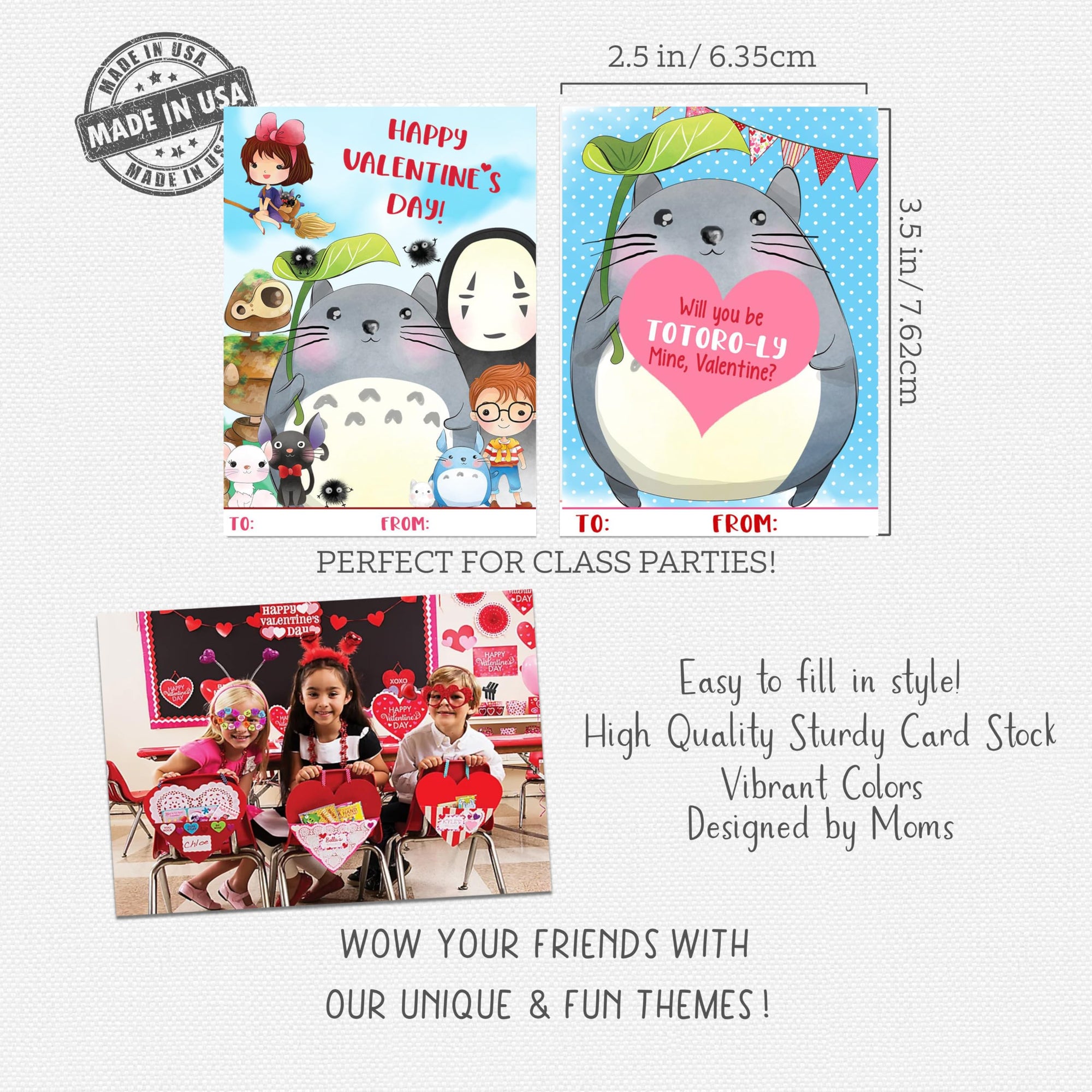 The World Needs More Love - Cartoon Characters Valentine's Day Classroom Sharing Cards (Set of 21)
