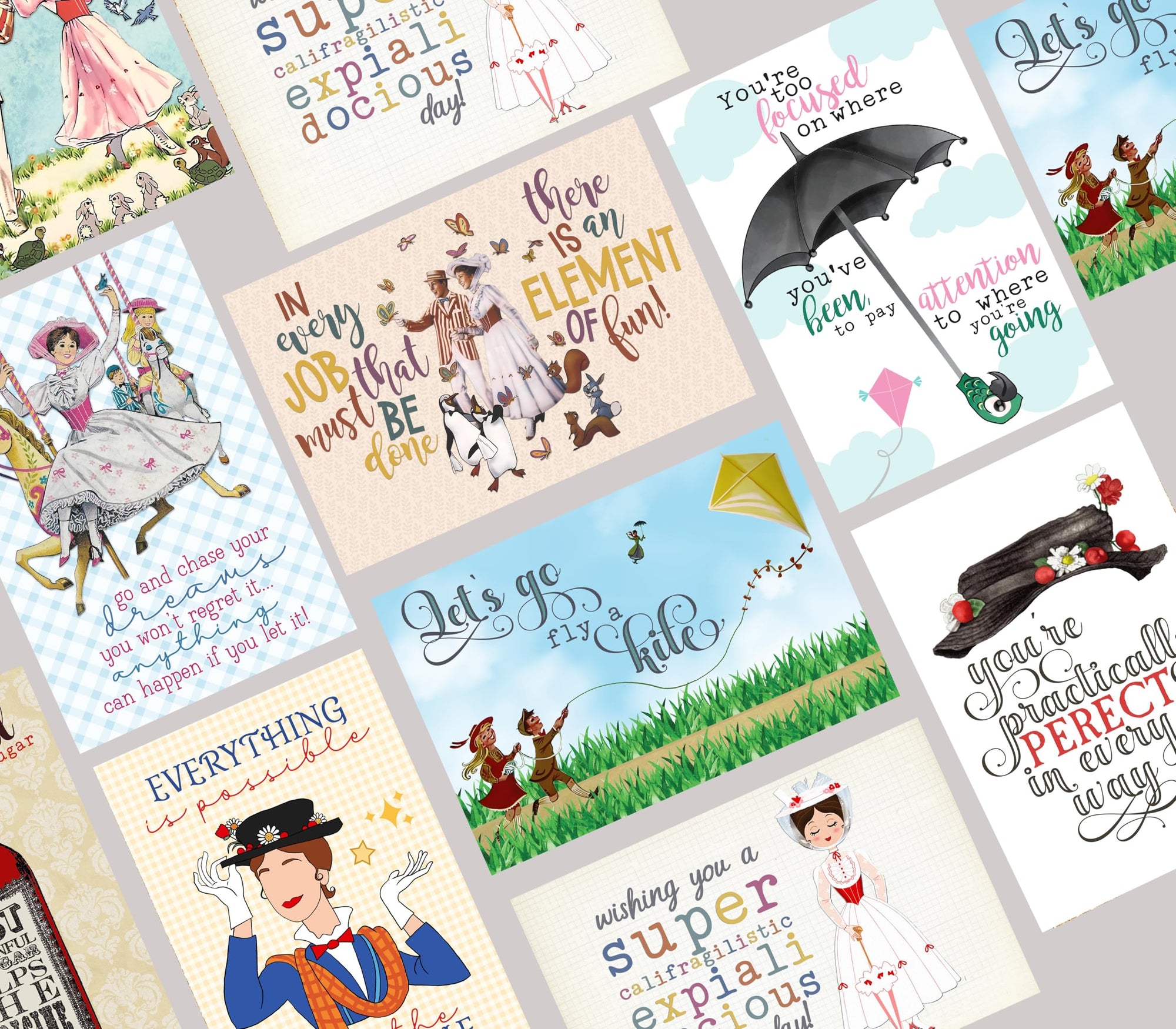 Magical nanny musical themed greeting cards set of 10 with envelopes