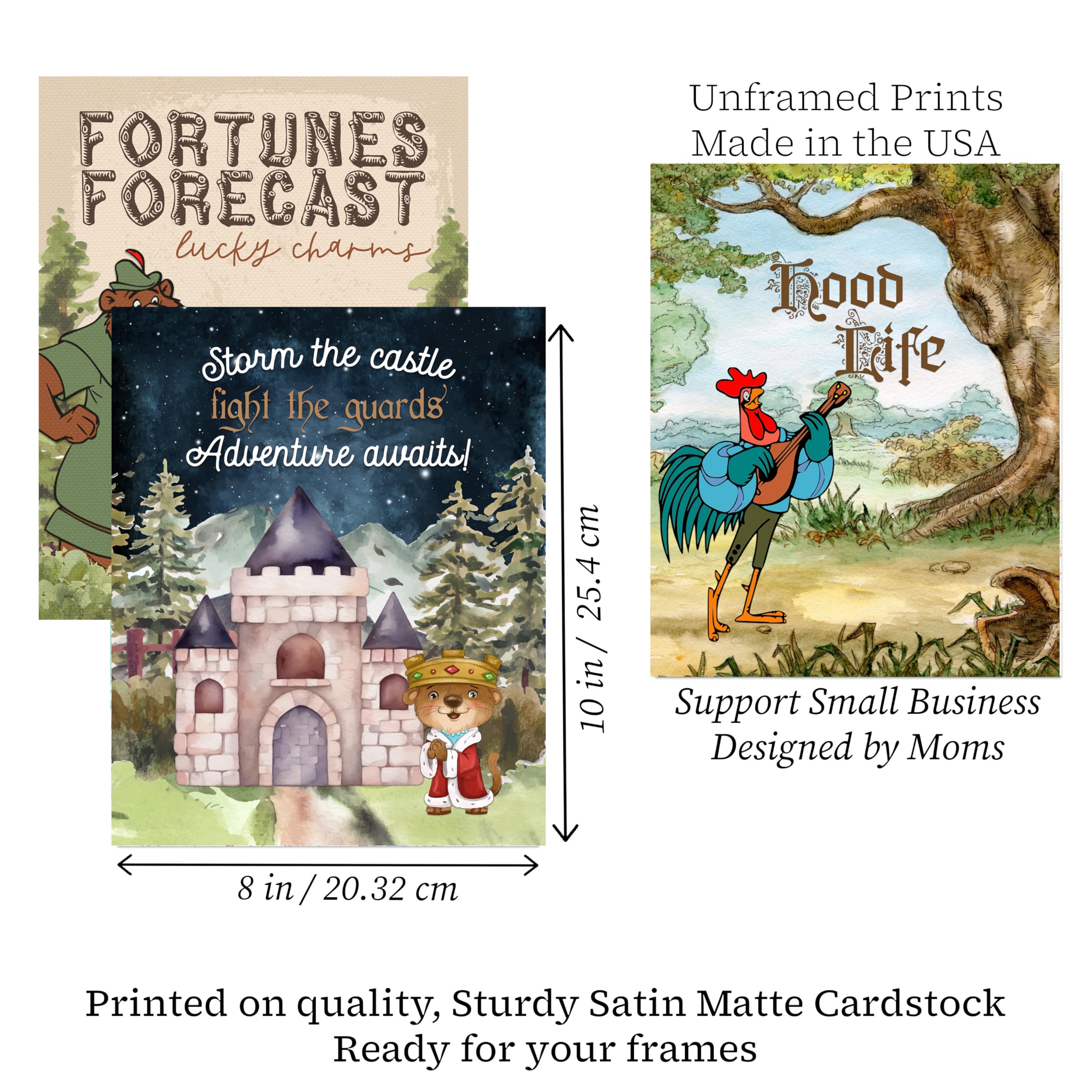 Hood Life Forest Archer Fox Wall Art Prints - Set of 8, 8x10 Kids Decor