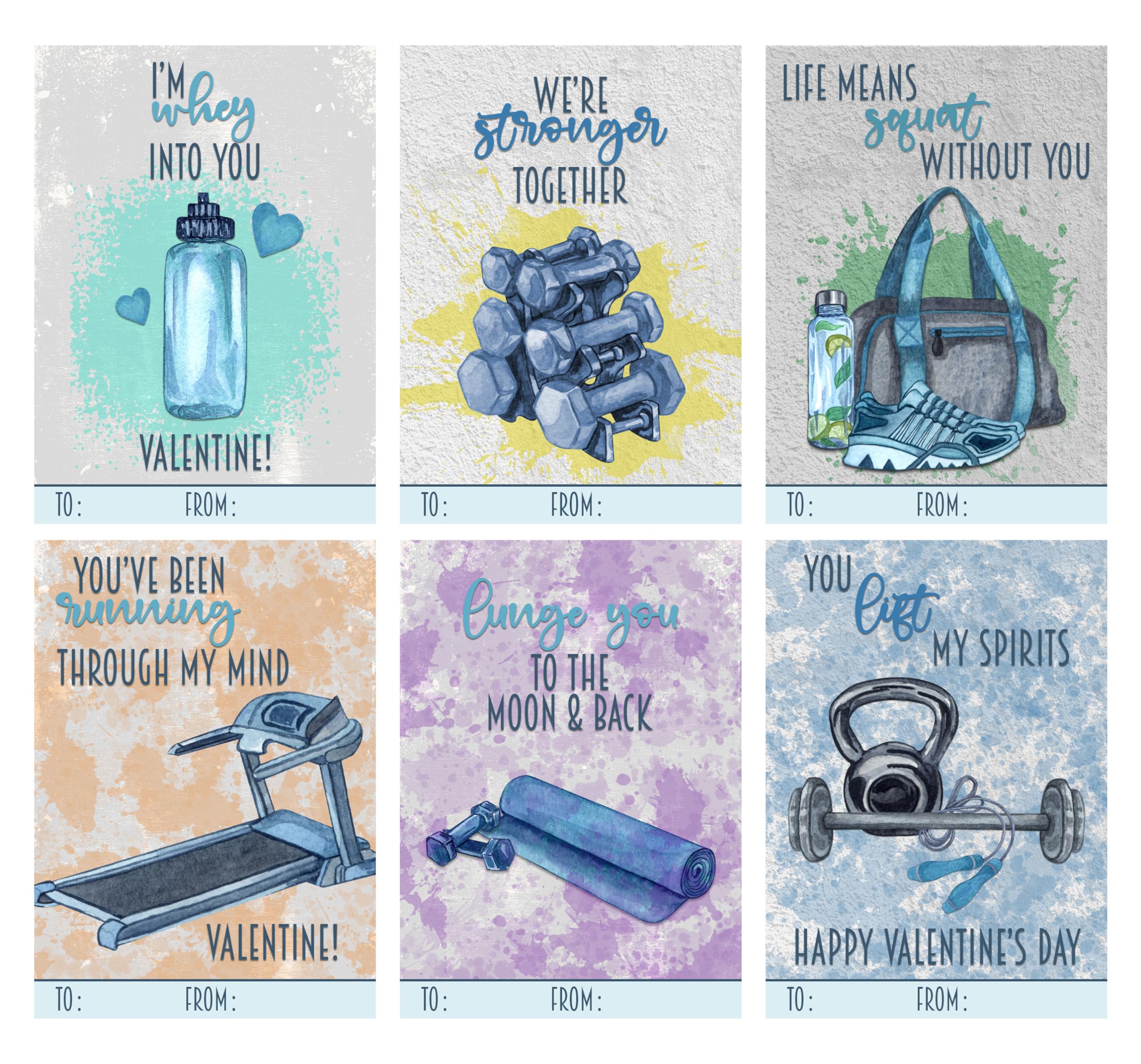 Workout Gym Weight Training Themed Valentines Day Card for Kids School Classroom Exchange